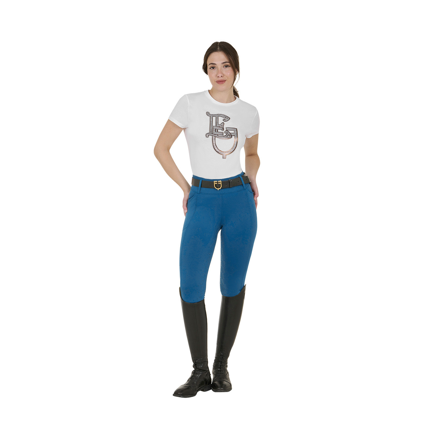 Damen-Leggings mit hohem Bund und Gürtelschlaufen