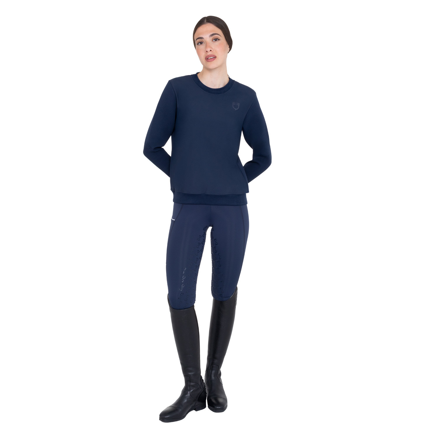 Rundhals-Sweatshirt für Damen mit Micro-Mesh-Einsätzen