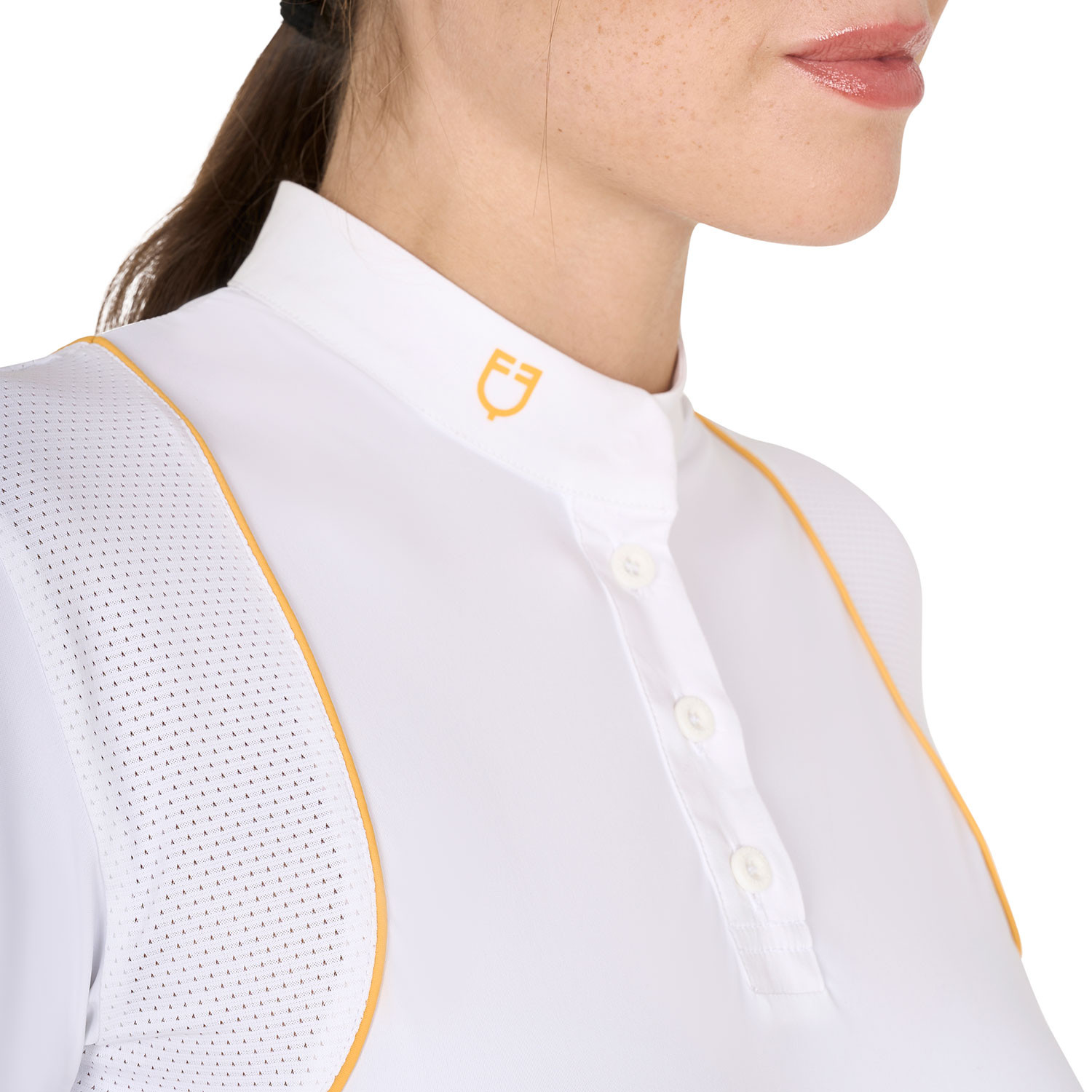 Schmal geschnittenes Damen-Turnierpoloshirt mit Knöpfen
