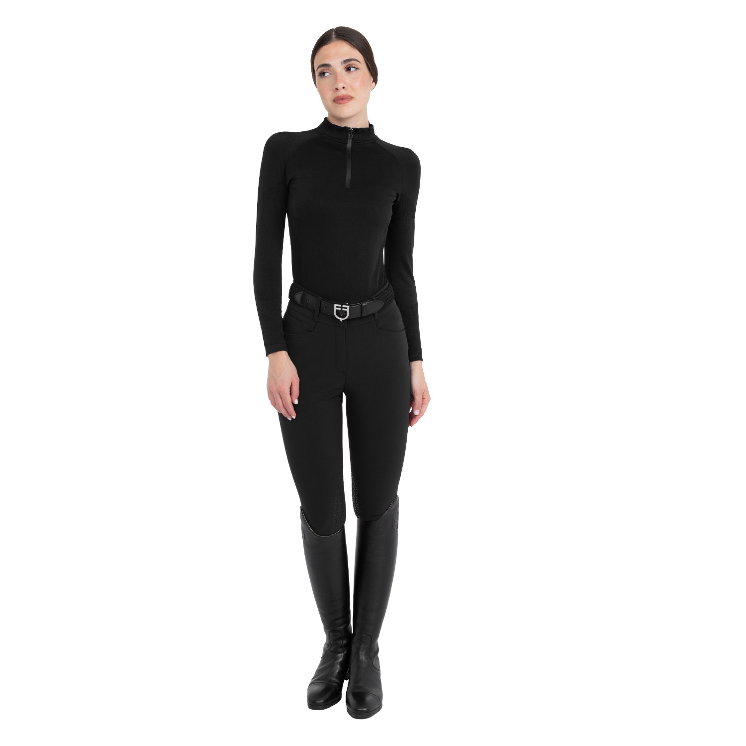 Damen-Reithose High-Waist mit Kniebesatz