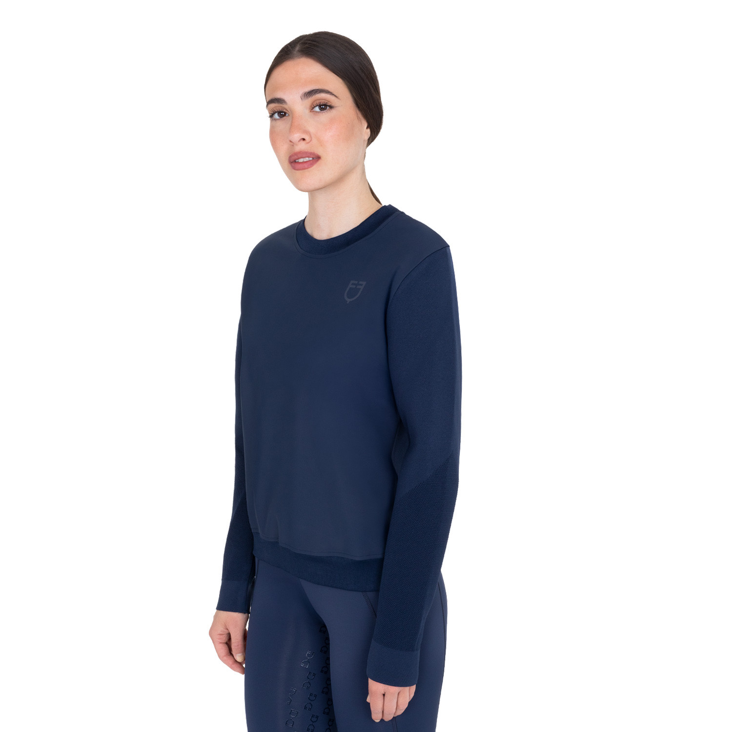 Rundhals-Sweatshirt für Damen mit Micro-Mesh-Einsätzen