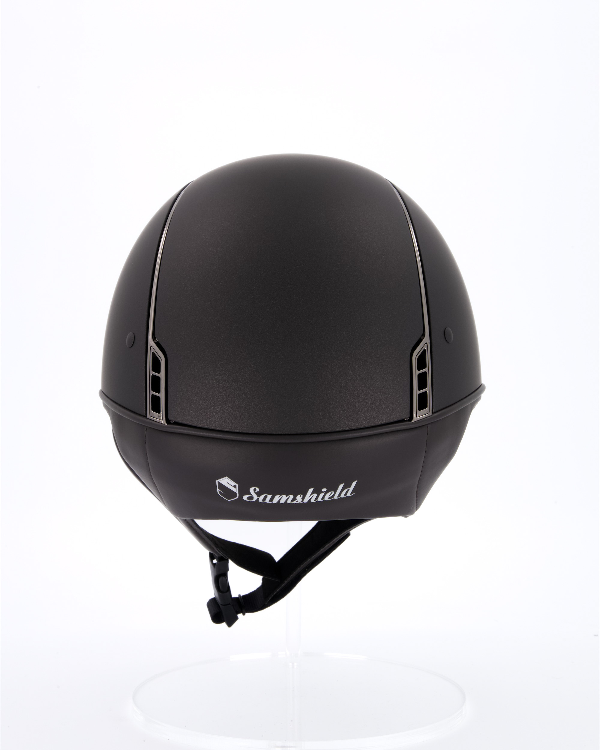 Riding helmet Shadowmatt Chrome Black with 5 Swarovski in brown