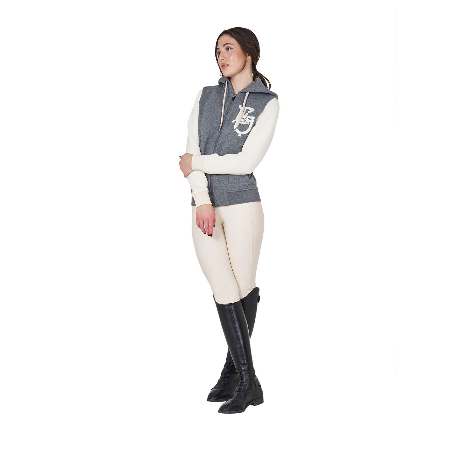 Damen-EQ-Hoodie zweifarbig mit Frontreißverschluss