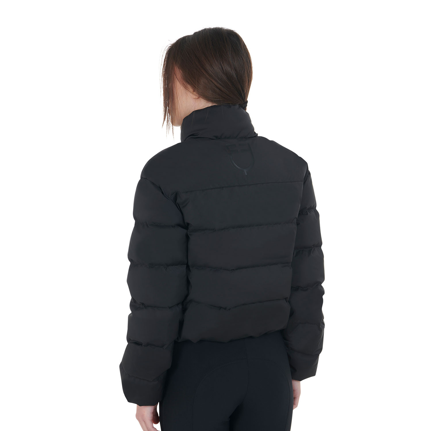Kurze Damen-Daunenjacke aus Stretchmaterial