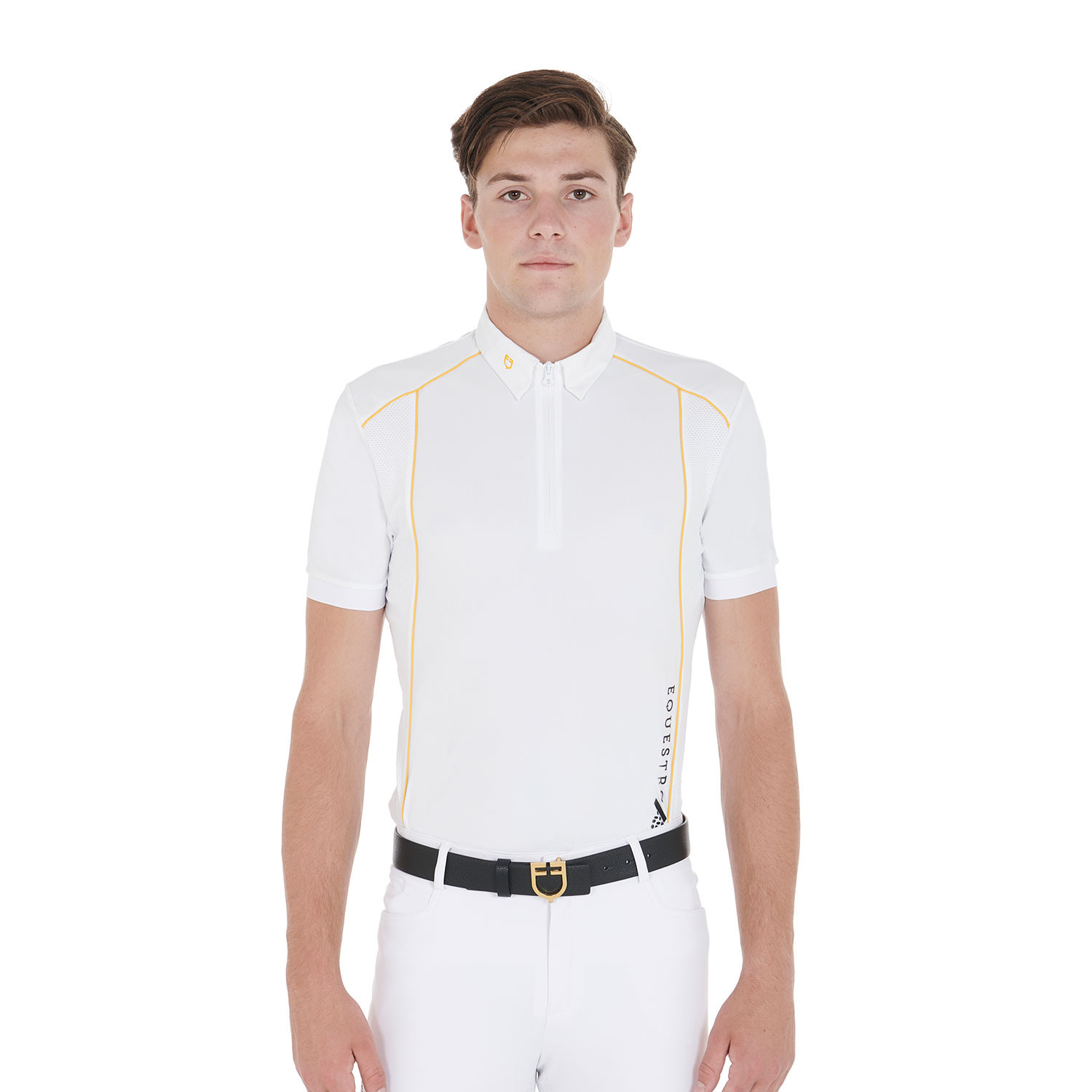 Tailliertes Herren-Poloshirt aus Funktionsgewebe mit Paspelierung