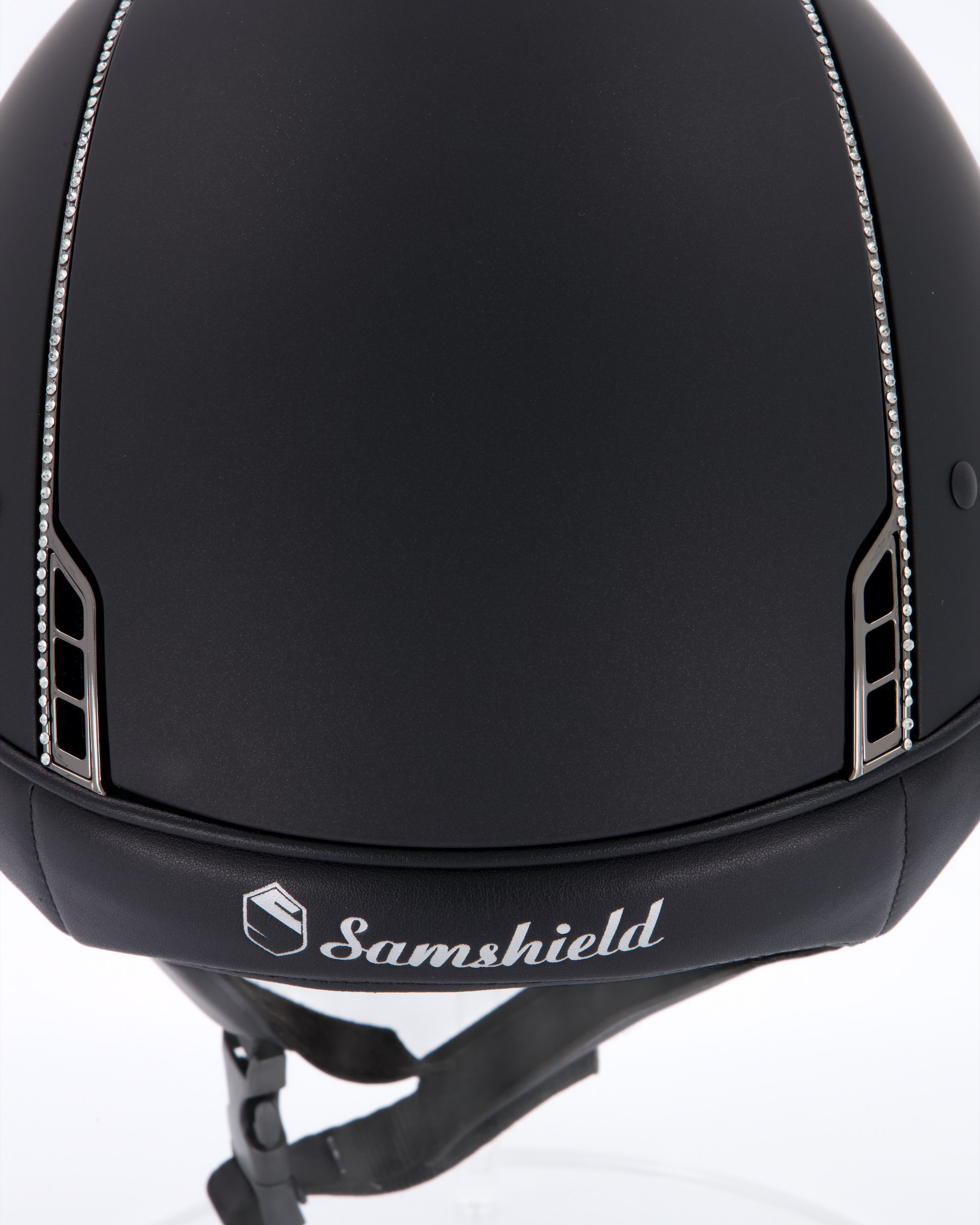 Riding helmet Shadowmatt Chrome with 255 Swarovski in black