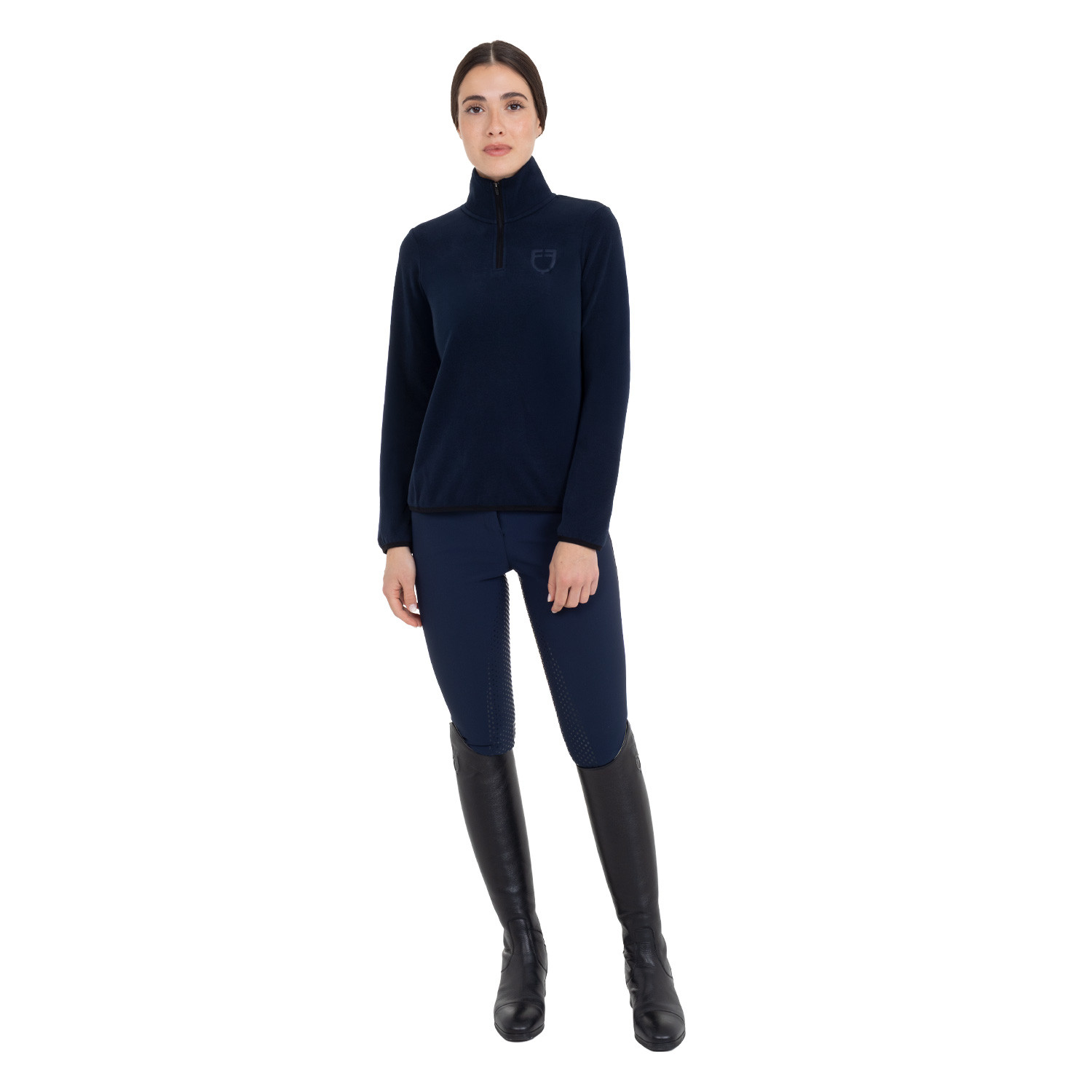 Damen-Fleece-Sweatshirt mit hohem Kragen und 3/4-Reißverschluss