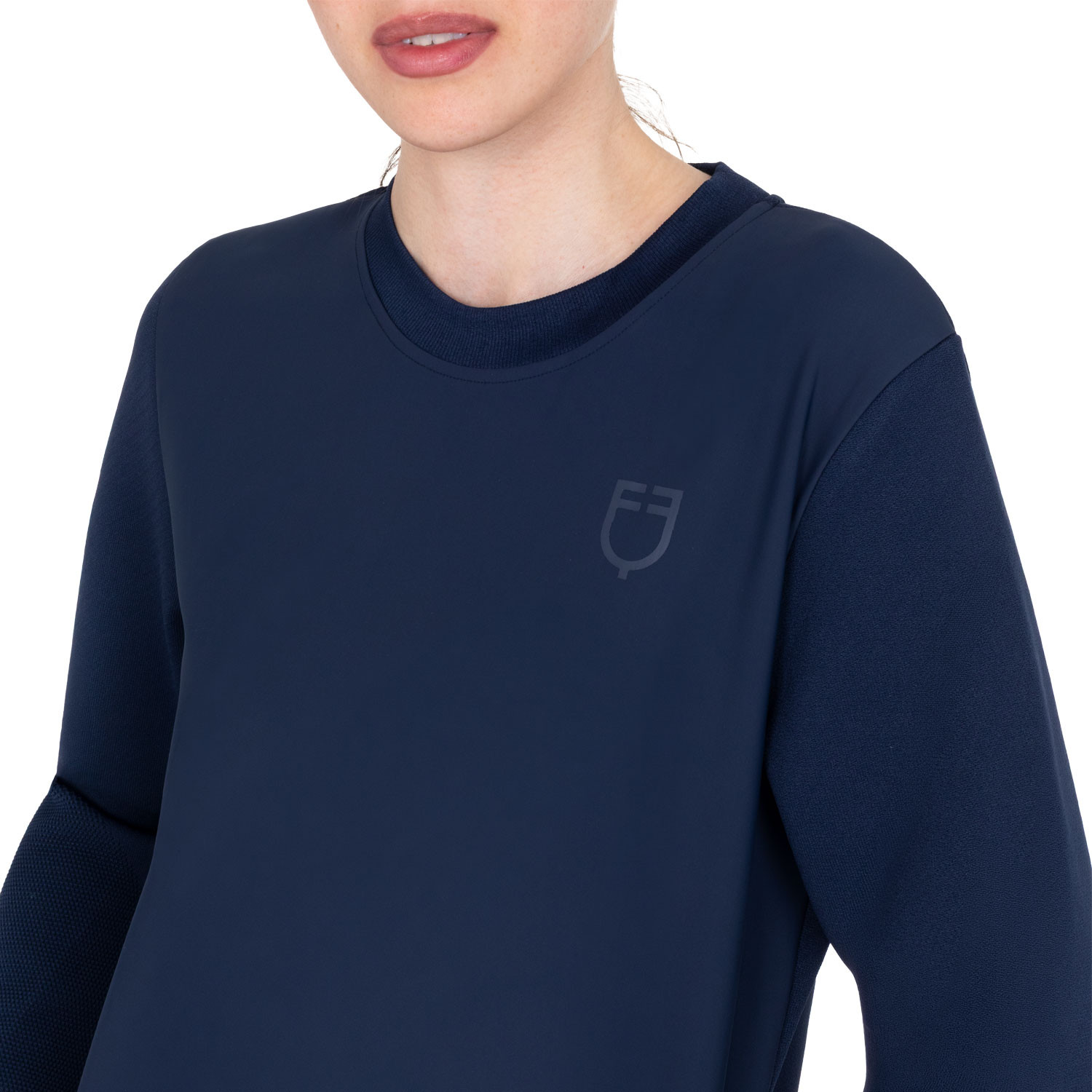 Rundhals-Sweatshirt für Damen mit Micro-Mesh-Einsätzen