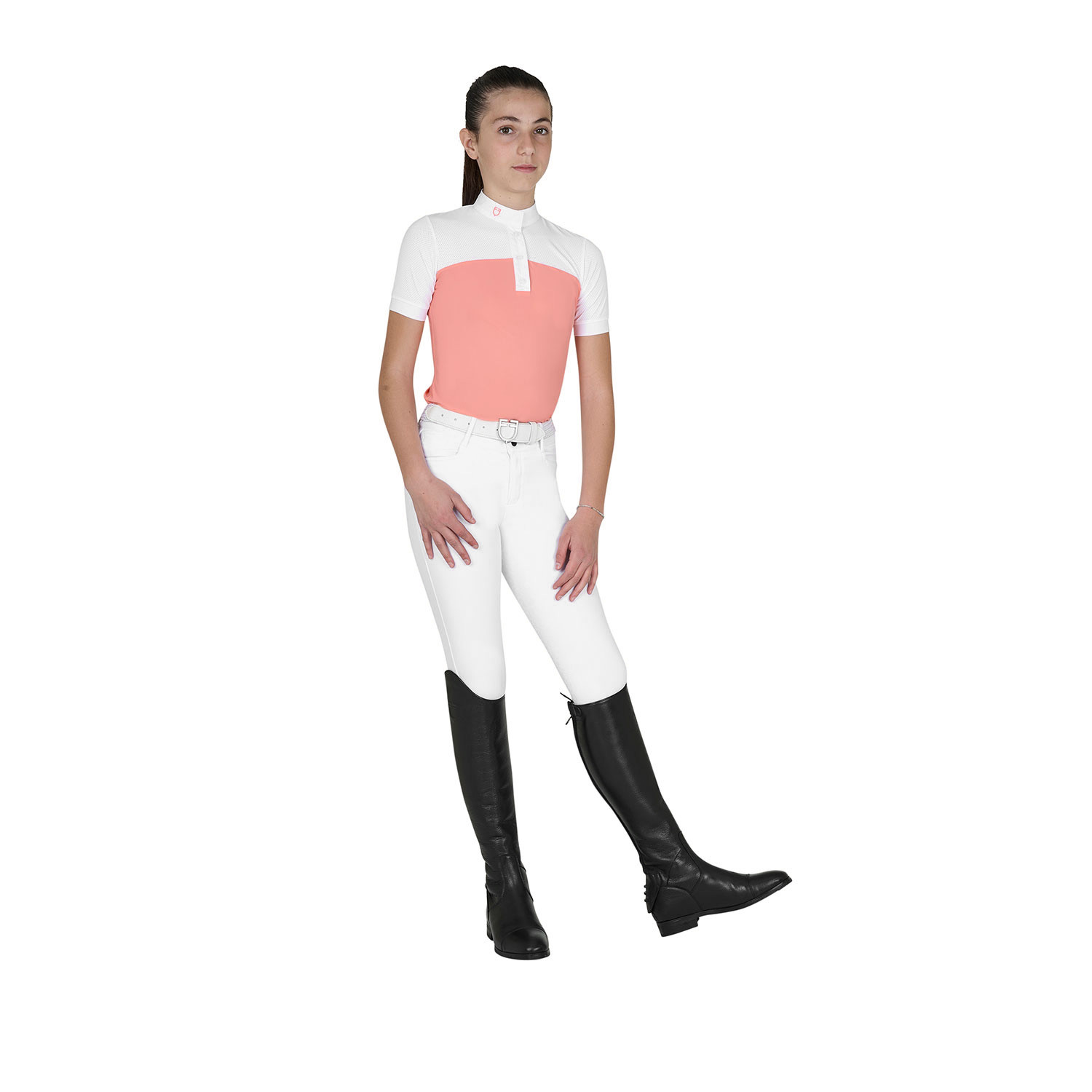 Mädchen-Turnierpolo Slim Fit mit perforiertem Stoff