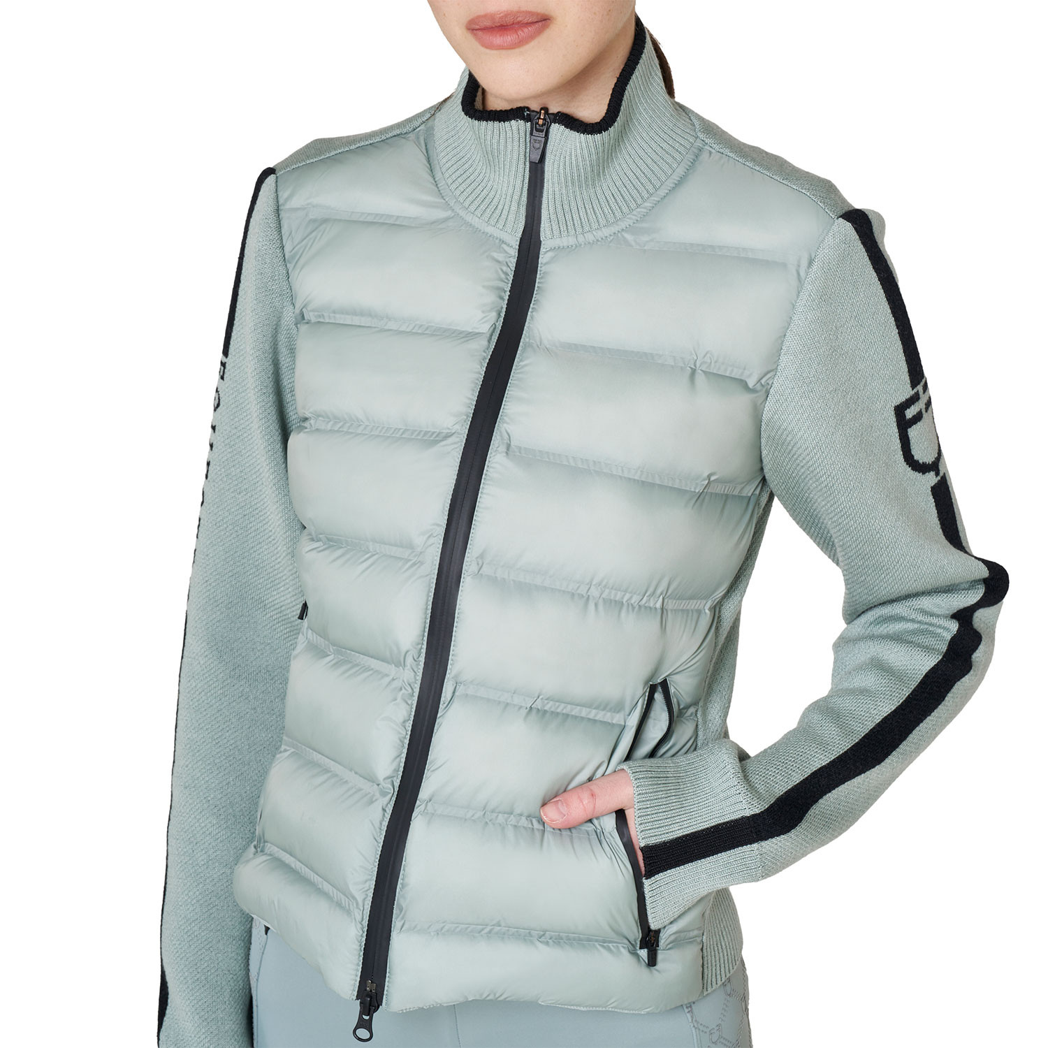Damenjacke aus Nylon und Strick mit Reißverschluss