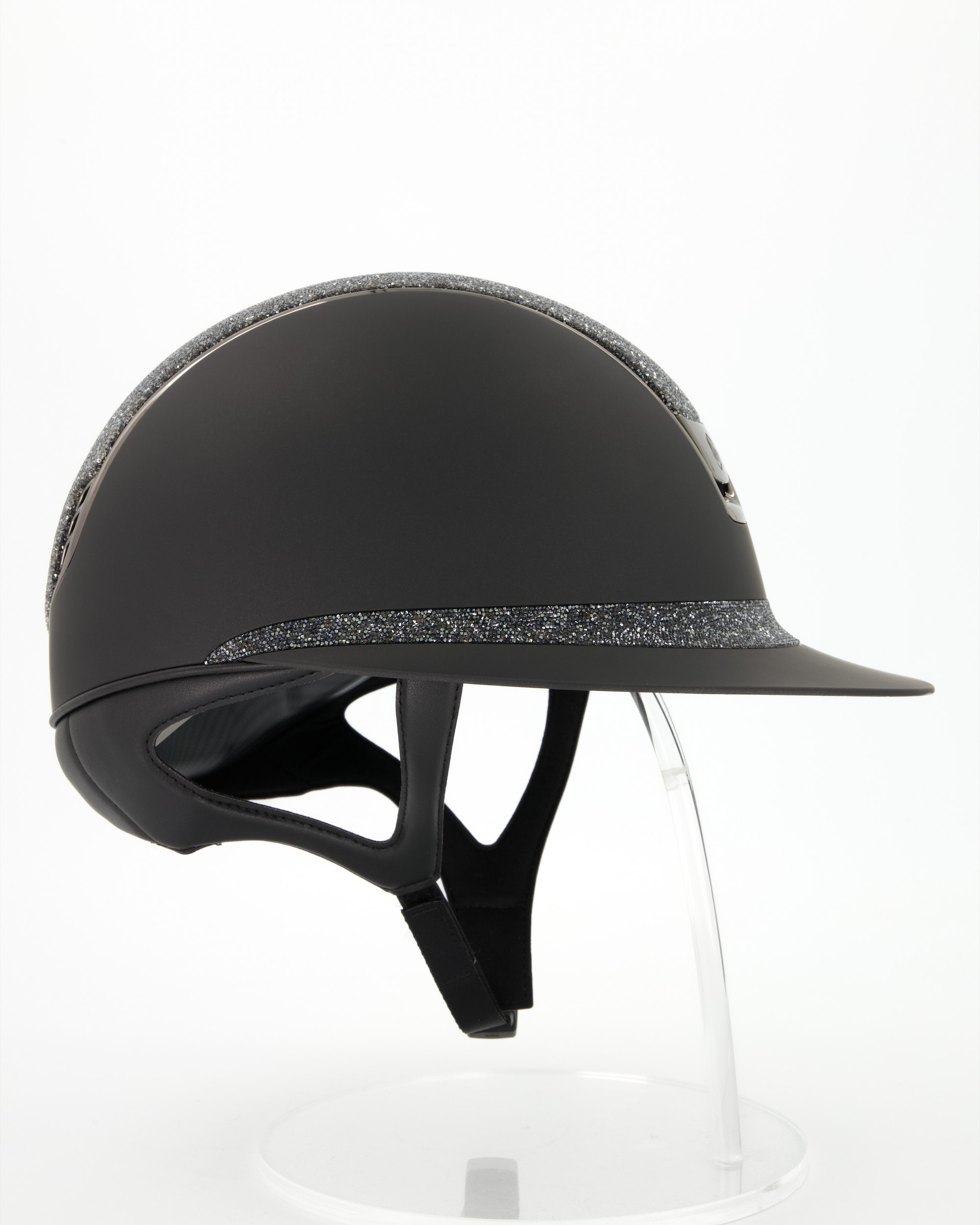 Reithelm 2.0 Miss Shield Shadowmatt, Top u. Frontal Band Ultra Fine Rock Night Shade , Trim u. Blason Chrome Black in schwarz