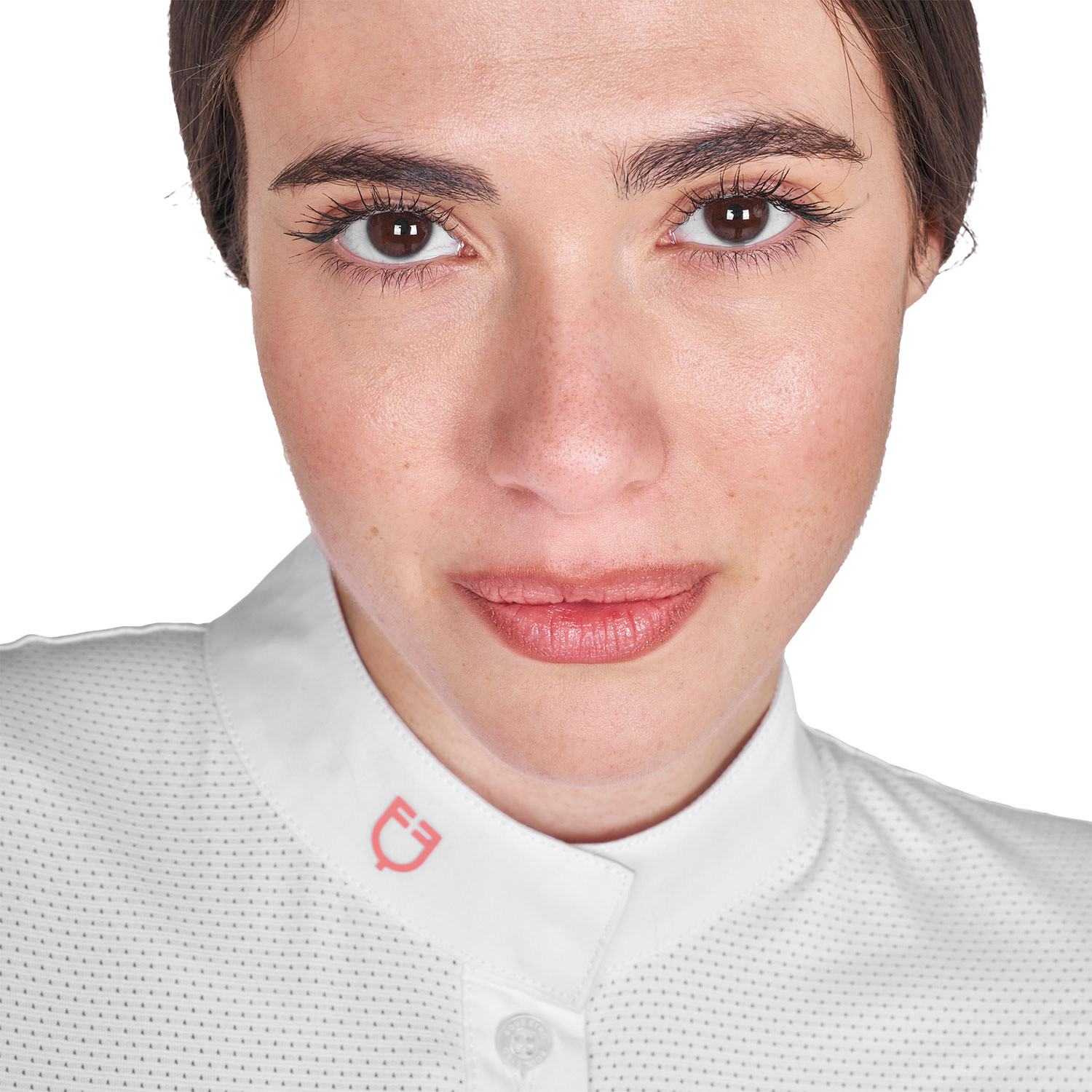 Schmal geschnittenes Damen-Poloshirt aus Funktionsmaterial und Mesh