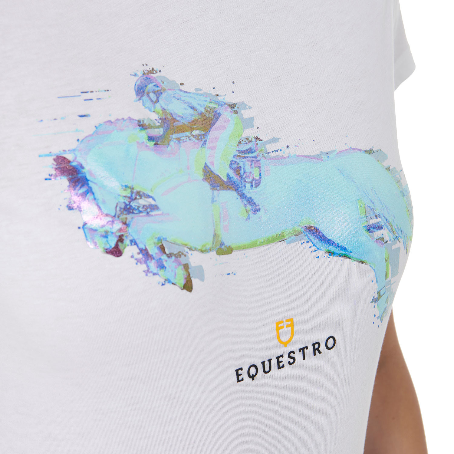 Schmal geschnittenes Damen-Baumwoll-T-Shirt mit Jump-Print