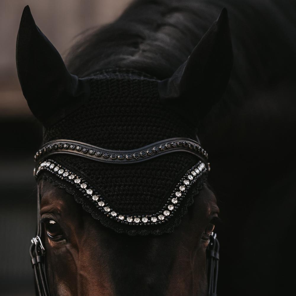 Browband in V-shape with black Swarovski crystals