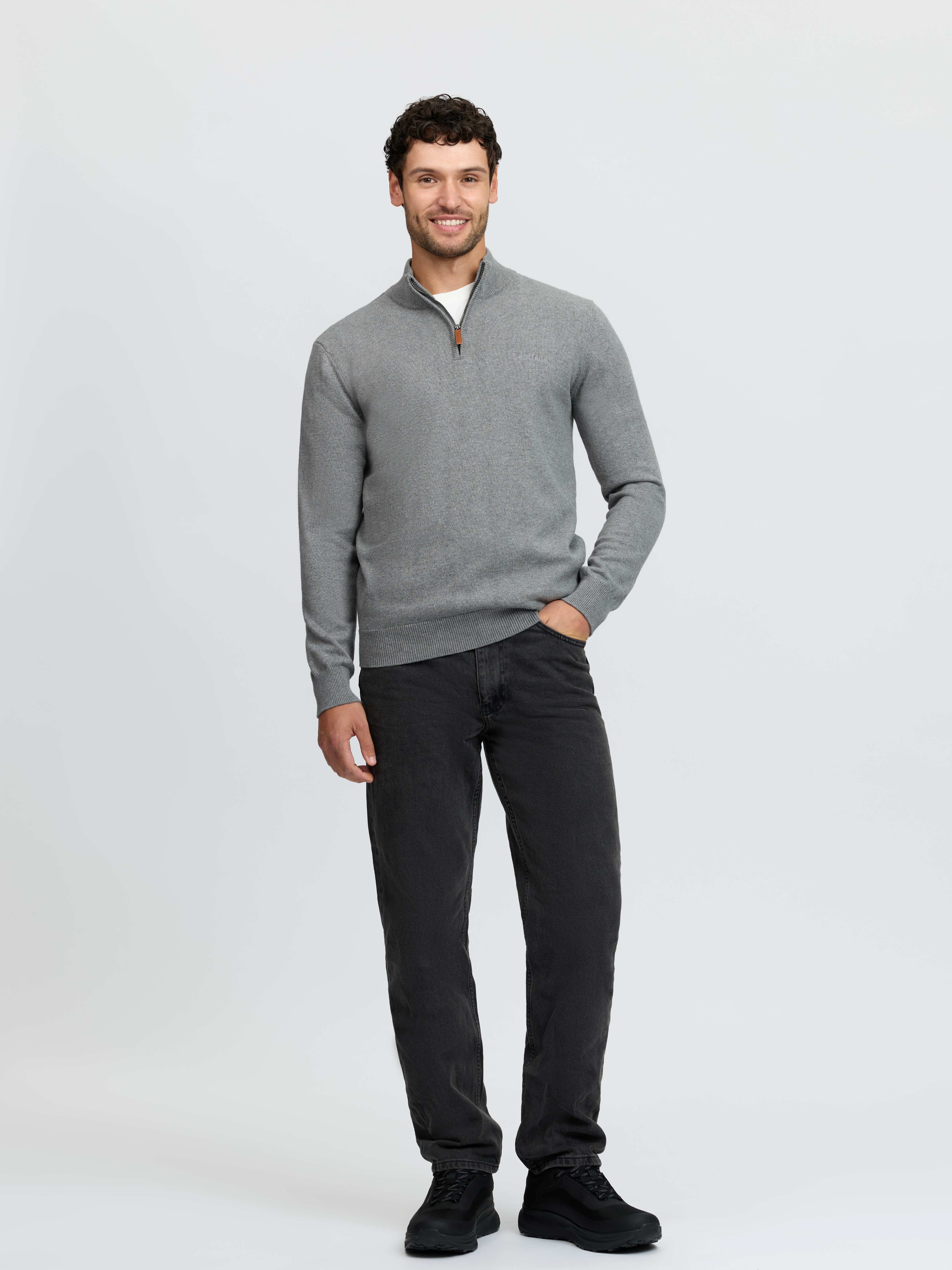 Herren Strickpullover mit Viertelreißverschluss