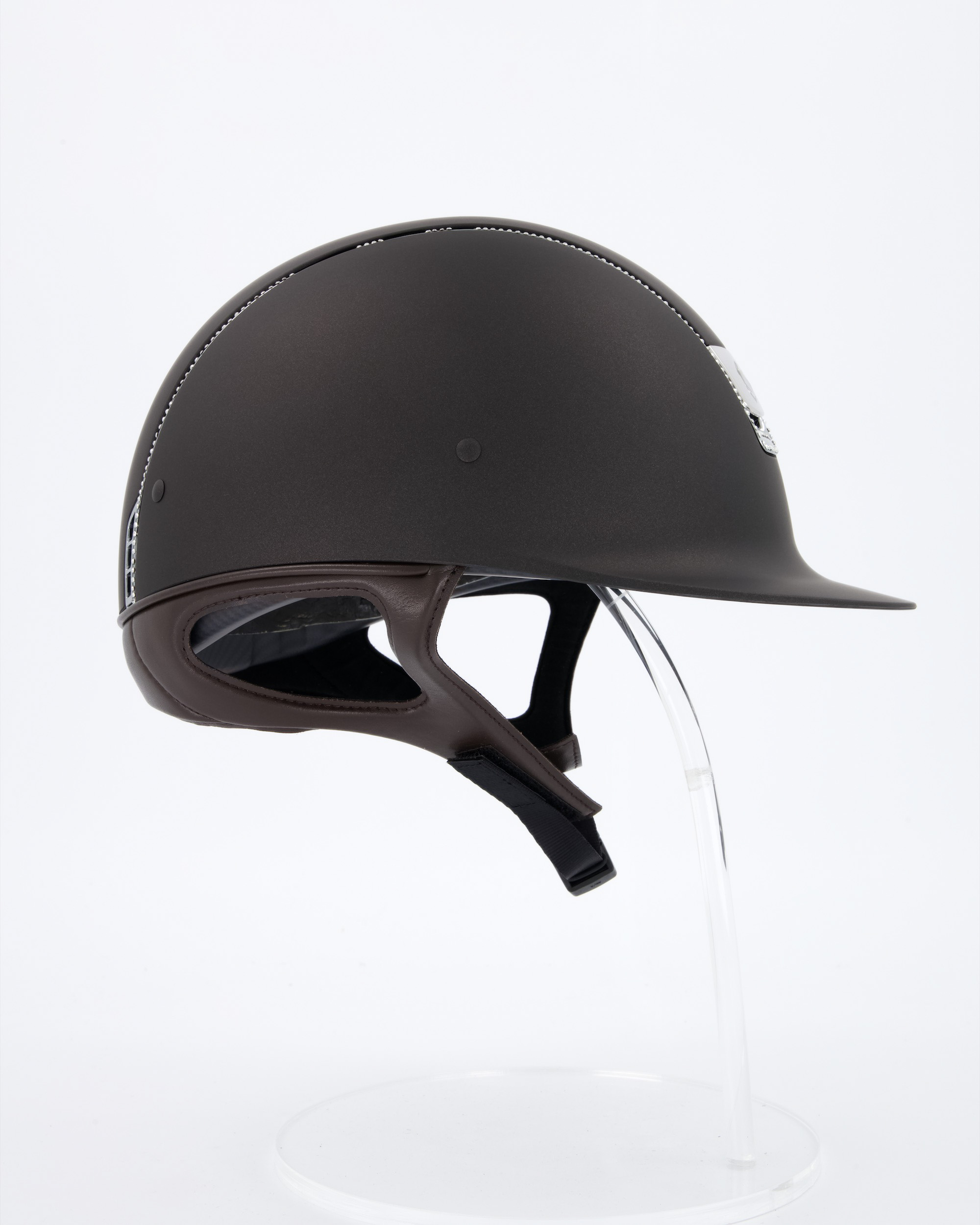 Riding helmet Shadowmatt Chrome with 255 Swarovski in brown