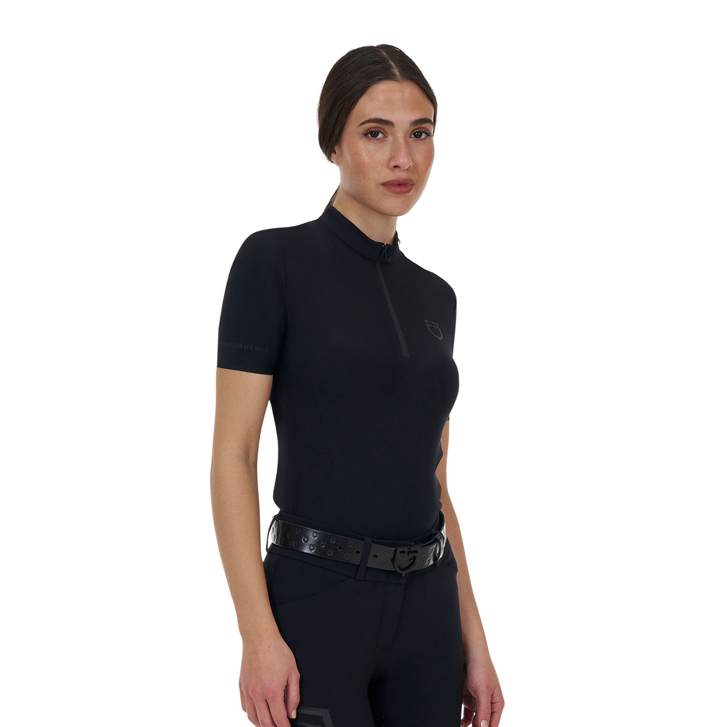 Damen-Trainingspoloshirt mit kurzen Ärmeln und Reißverschluss