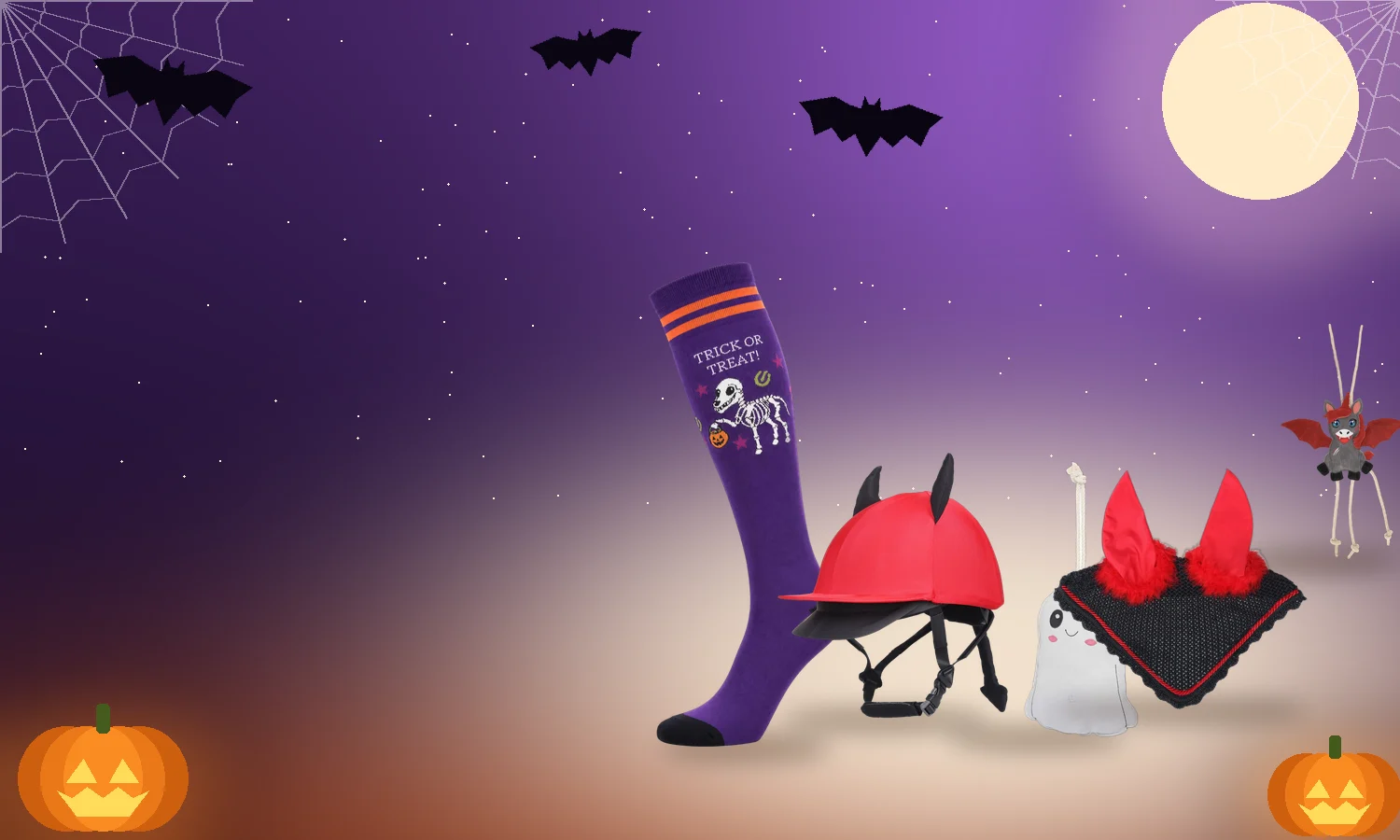 Halloween bei Lepona: Socken Witch, Helmüberzug, Stable Buddy Boo und Fliegenohren