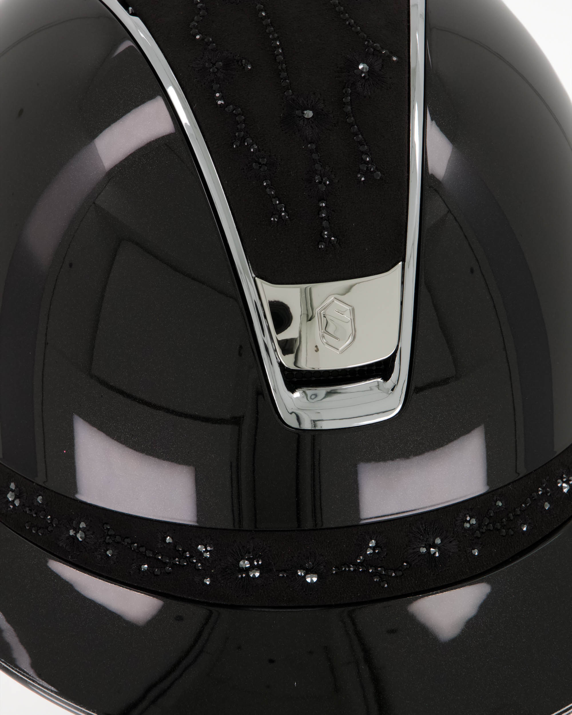 Reithelm 2.0 Miss Shield Shadowglossy black, Top u. Frontal Band Cherry Blossom, Trim und Blason Chrome Silver
