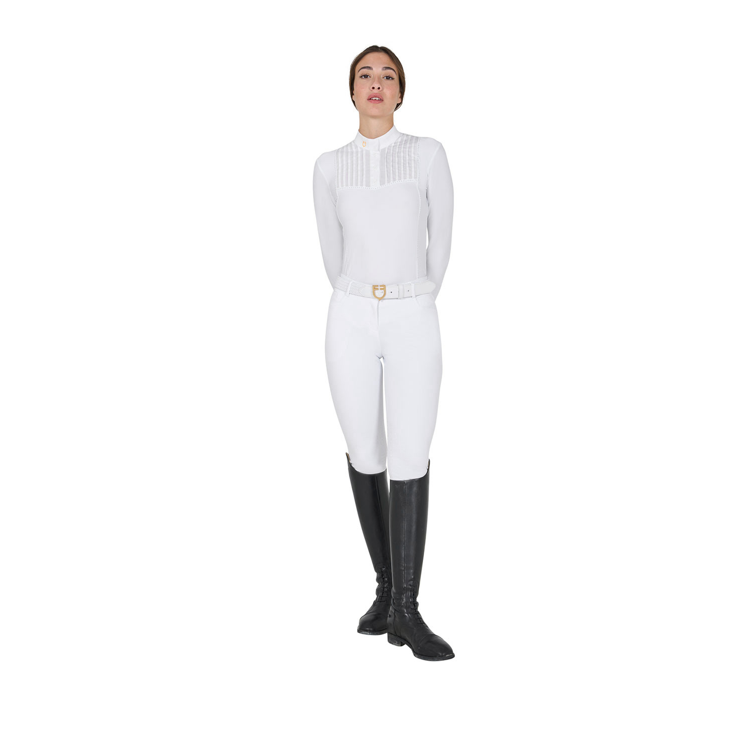 Tailliertes Damen-Turnierpoloshirt mit Strasssteinen