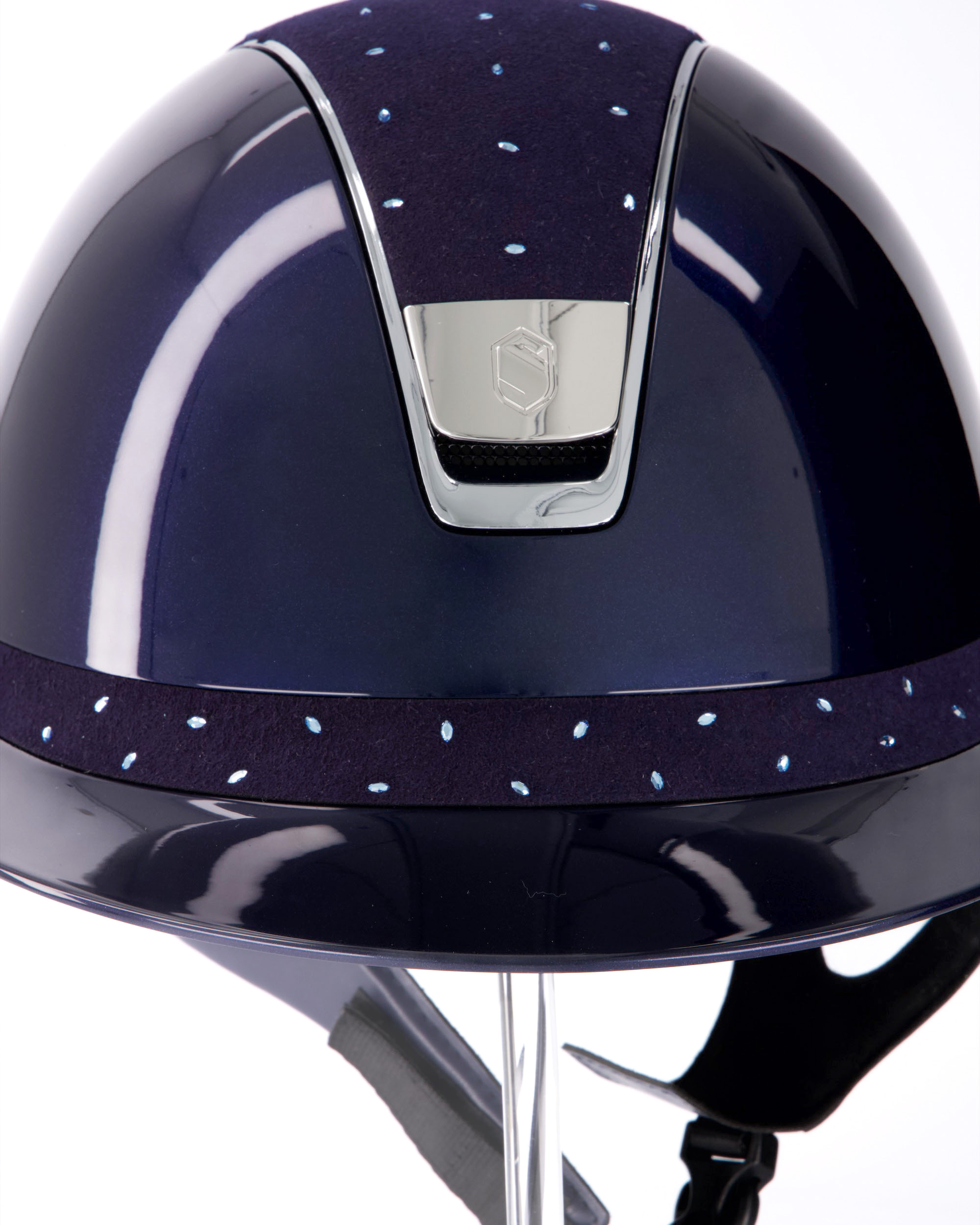 Miss Shield Shadowglossy, Top u. Frontal Band Crystal Comet Light Aquamarine, Trim Chrome Silver, Blason Chrome Silver in blau