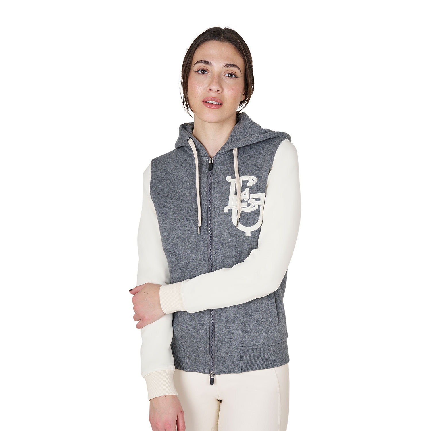 Damen-EQ-Hoodie zweifarbig mit Frontreißverschluss