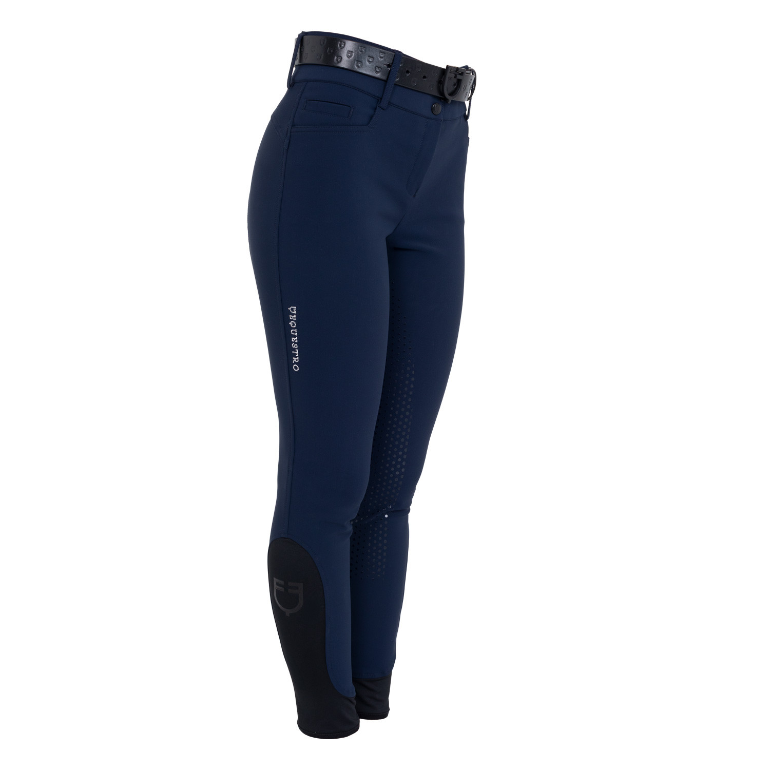Damen-Reithose mit hohem Bund, Vollbesatz und Strass-Logo