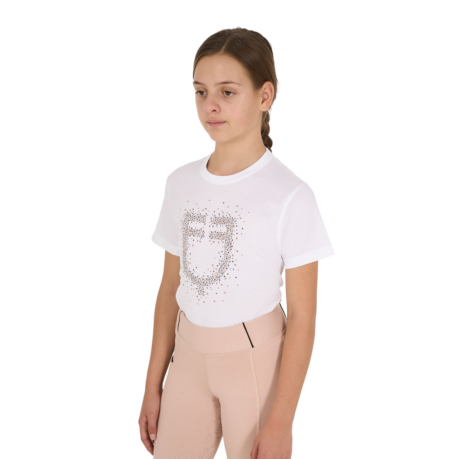 Schmal geschnittenes Mädchen-T-Shirt mit Glitzer-Logo