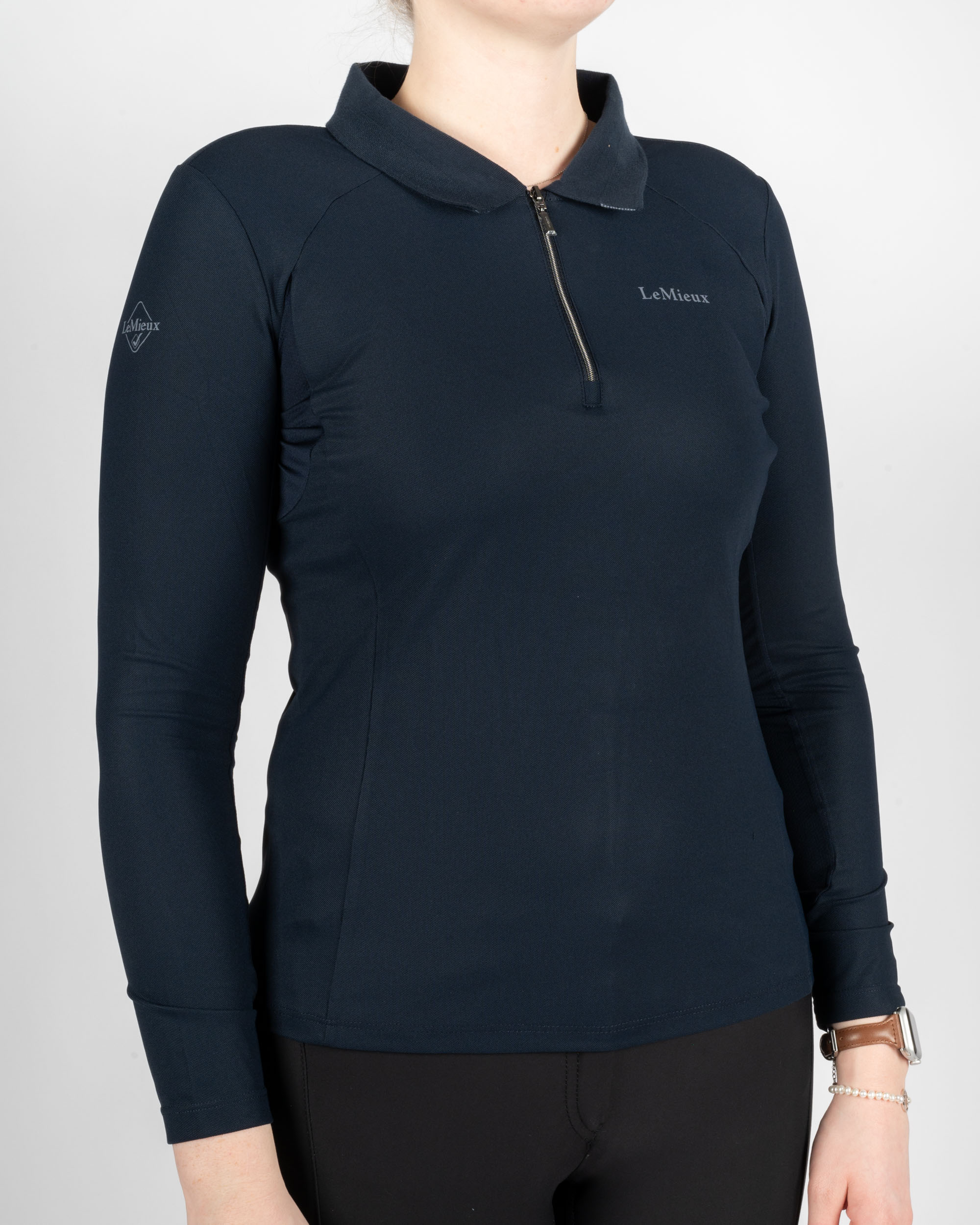 Longsleeve sports polo ladies in navy