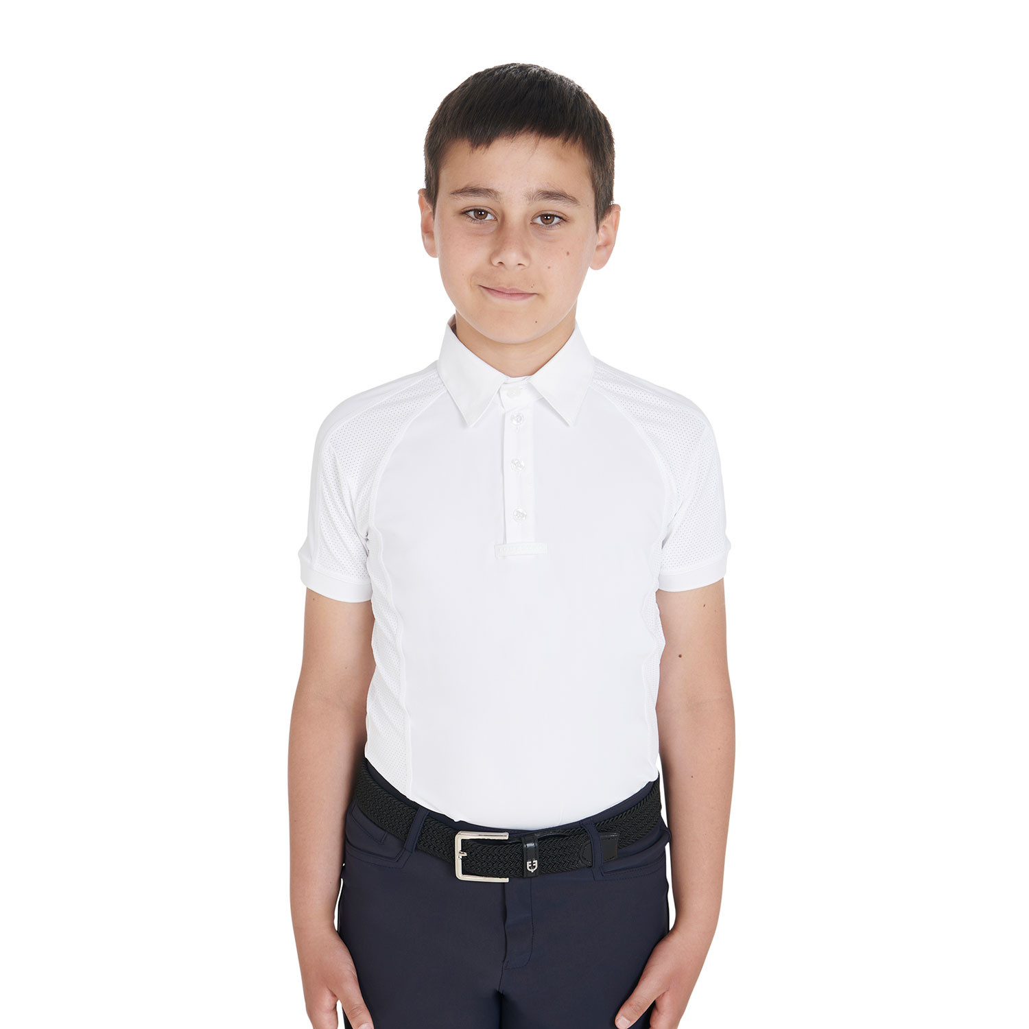 Slim-Fit-Turnierpoloshirt für Jungen mit vier Knöpfen