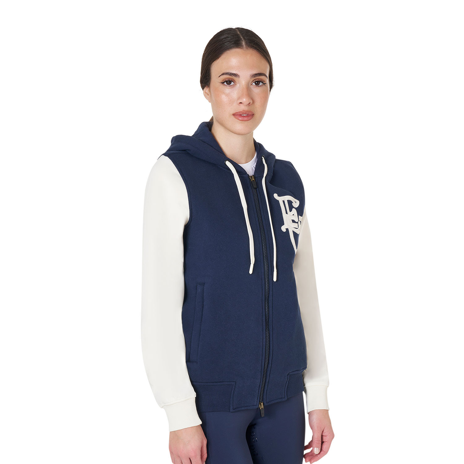Damen-EQ-Hoodie zweifarbig mit Frontreißverschluss