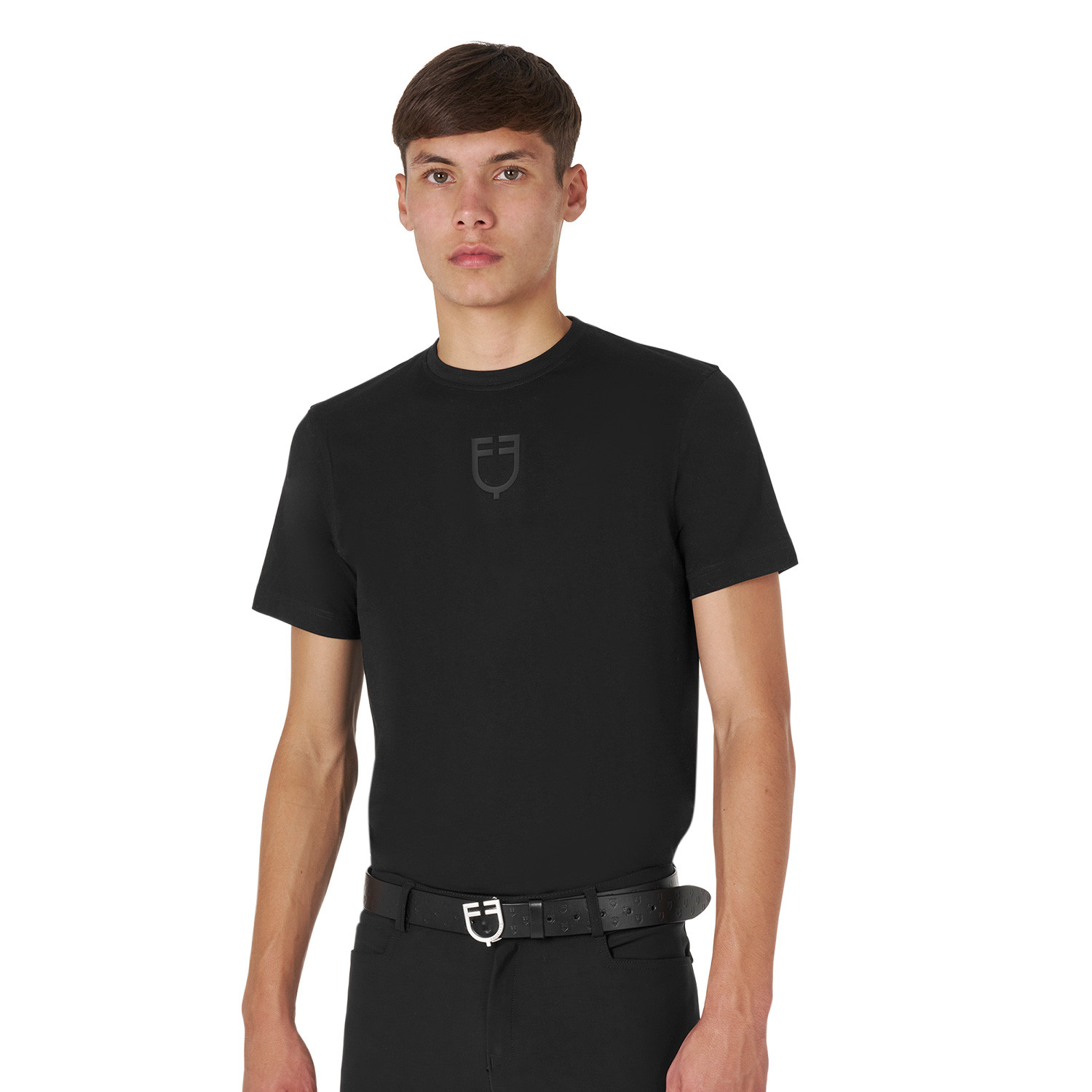 Basic-T-Shirt mit Ton-in-Ton-Logo für Herren