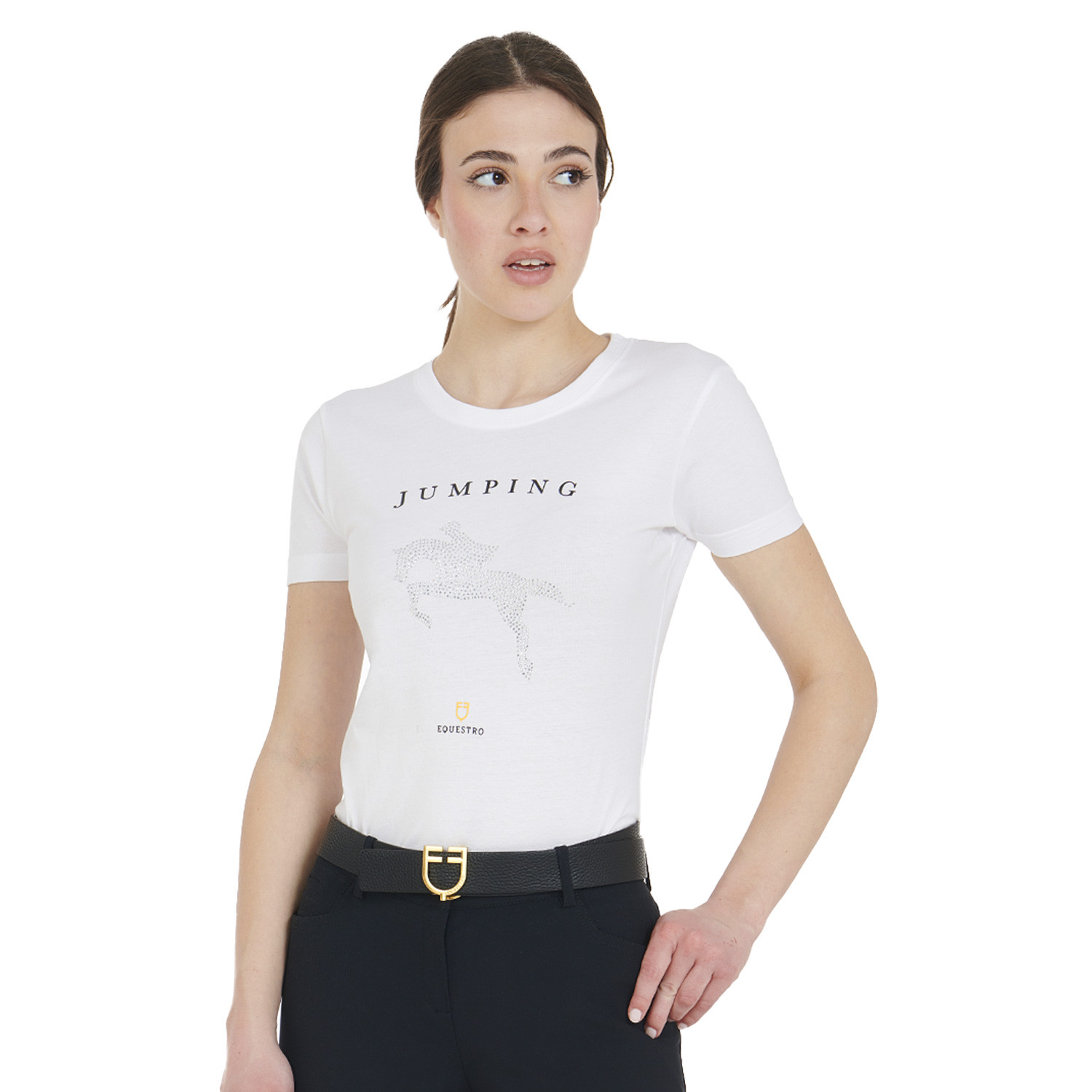 Schmal geschnittenes Damen-Spring-T-Shirt mit Strass