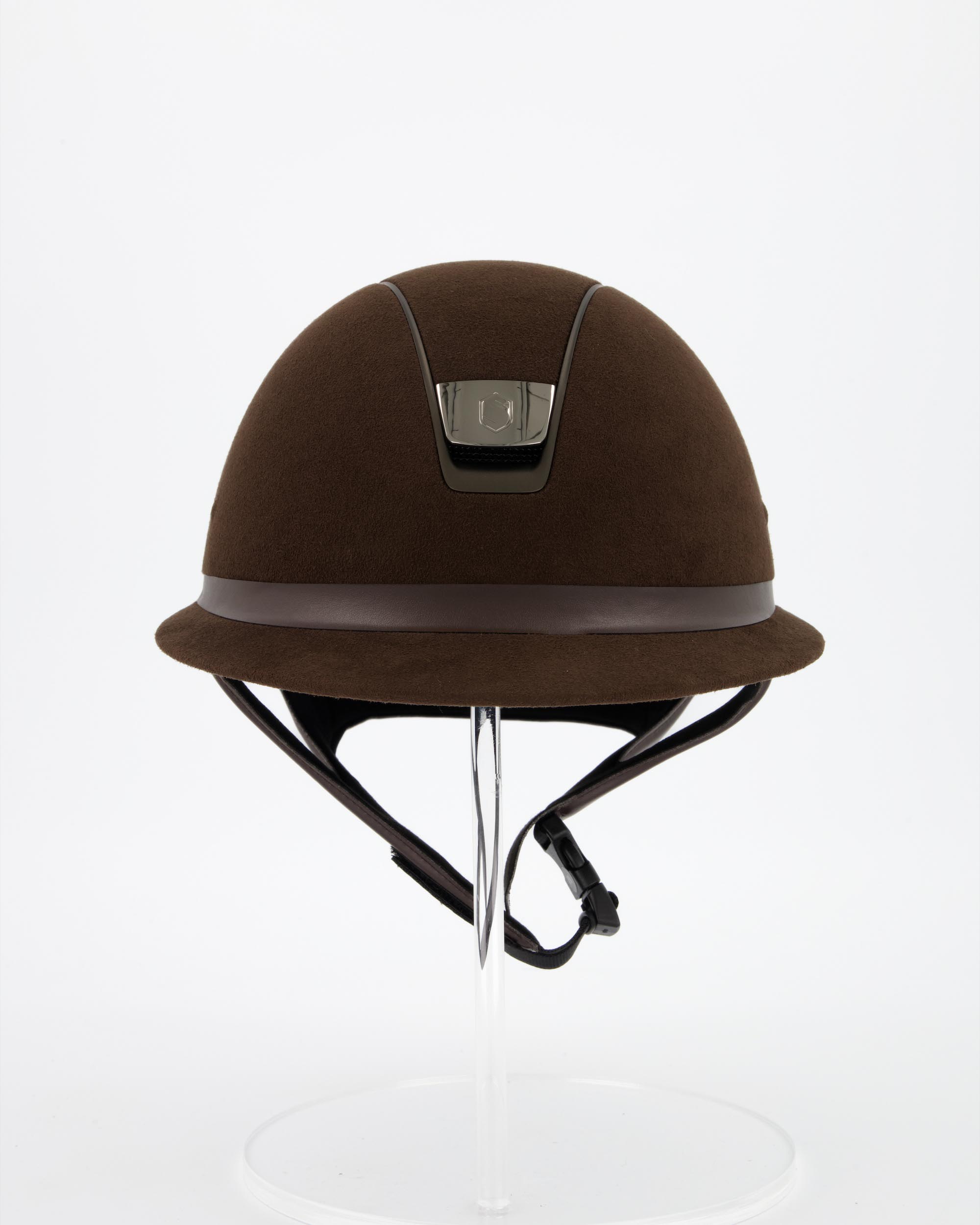 Riding helmet Miss Shield Premium Alcantara Frontalband Leather Matt Bronze in brown