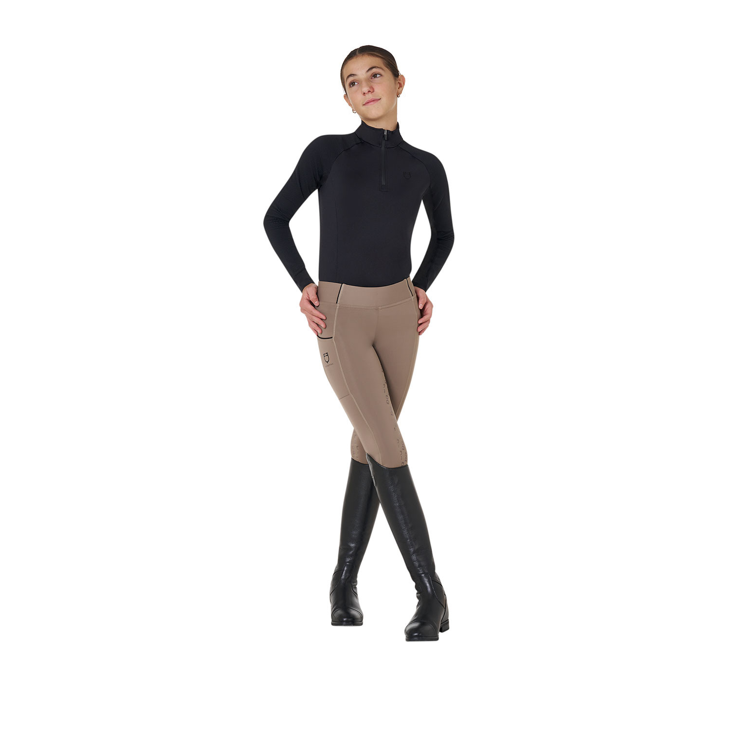 Schmal geschnittene Mädchen-Leggings mit Grip und Logo