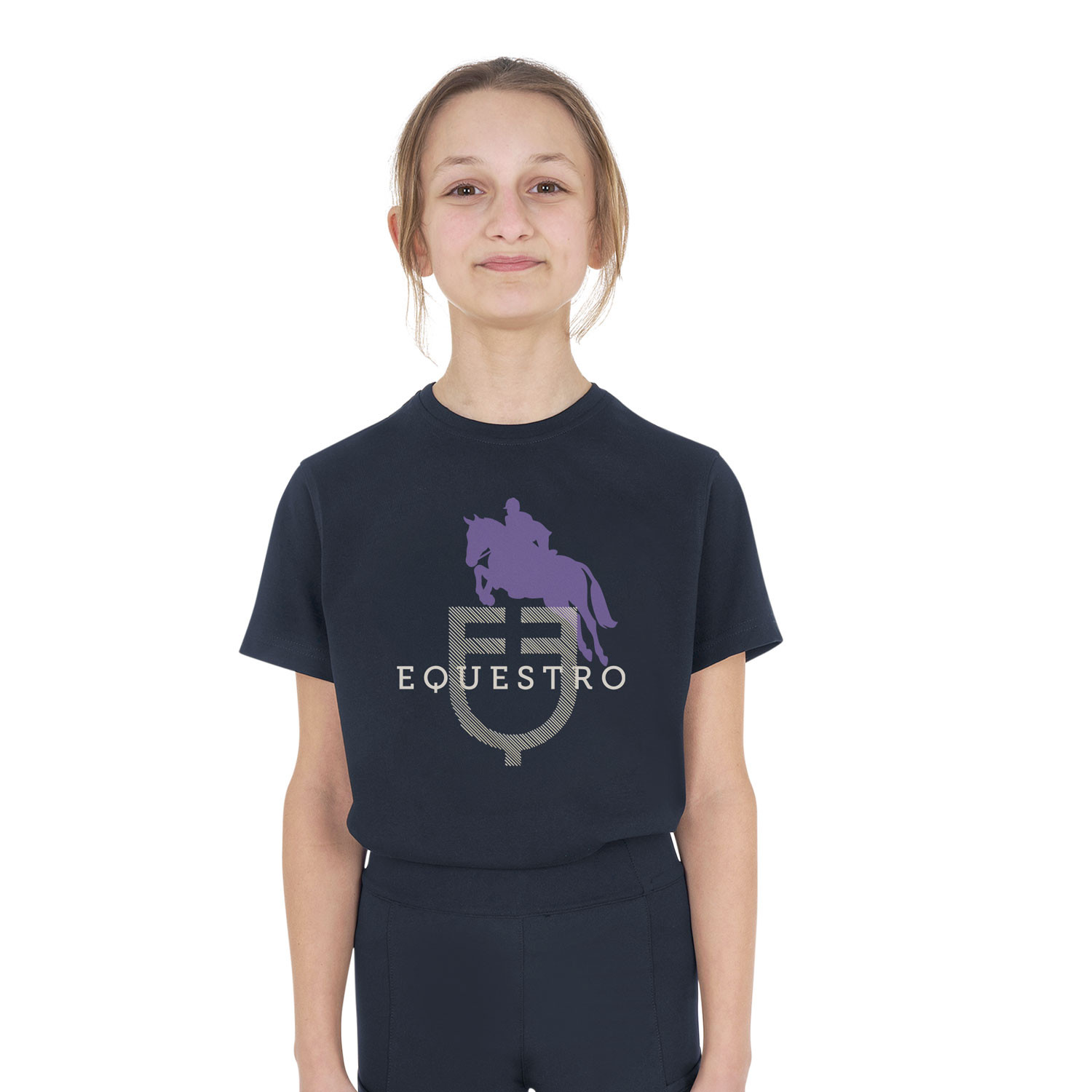 Unisex Baumwoll-T-Shirt Horse Jump Glossy für Kinder