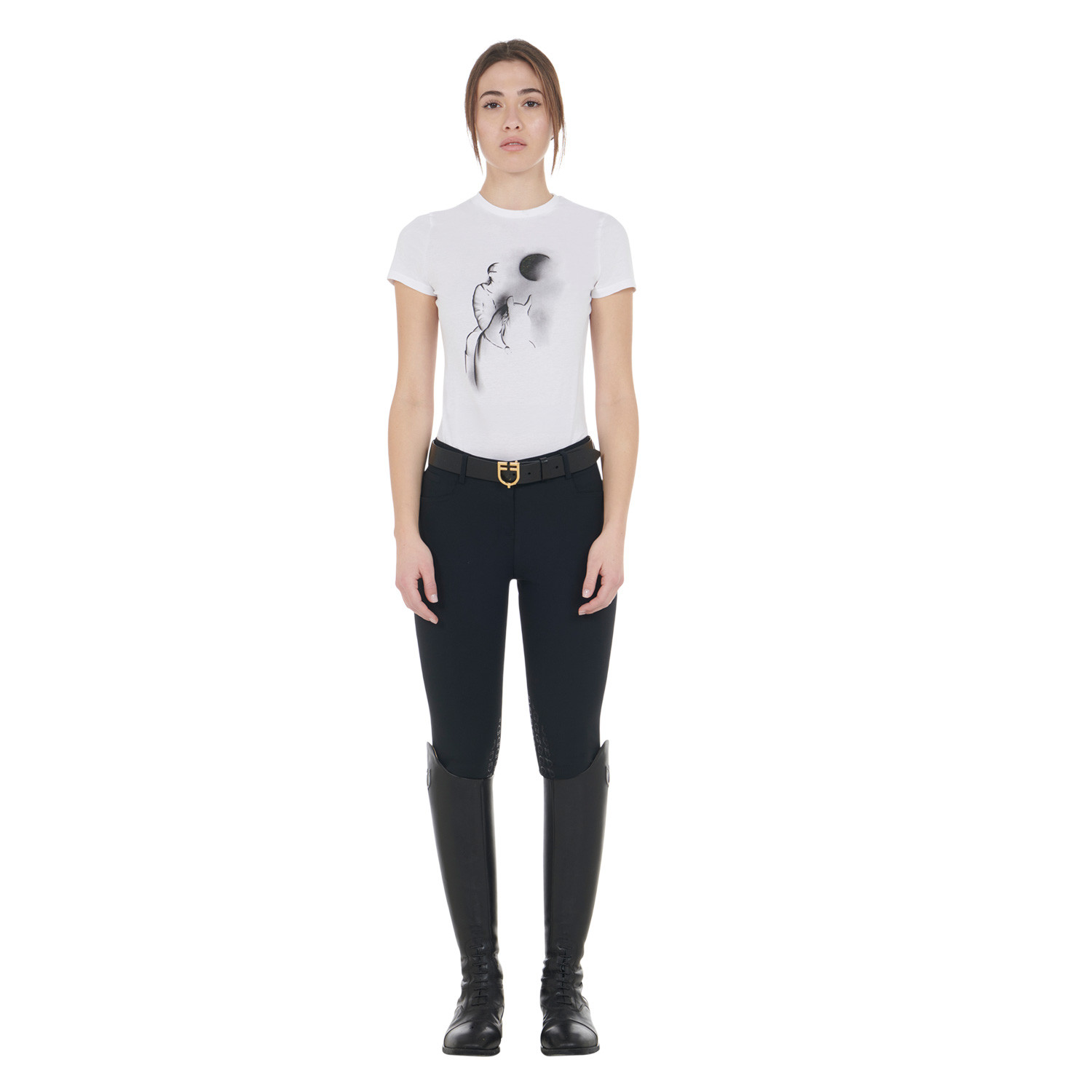 Tailliertes T-Shirt mit Moonlight-Print
