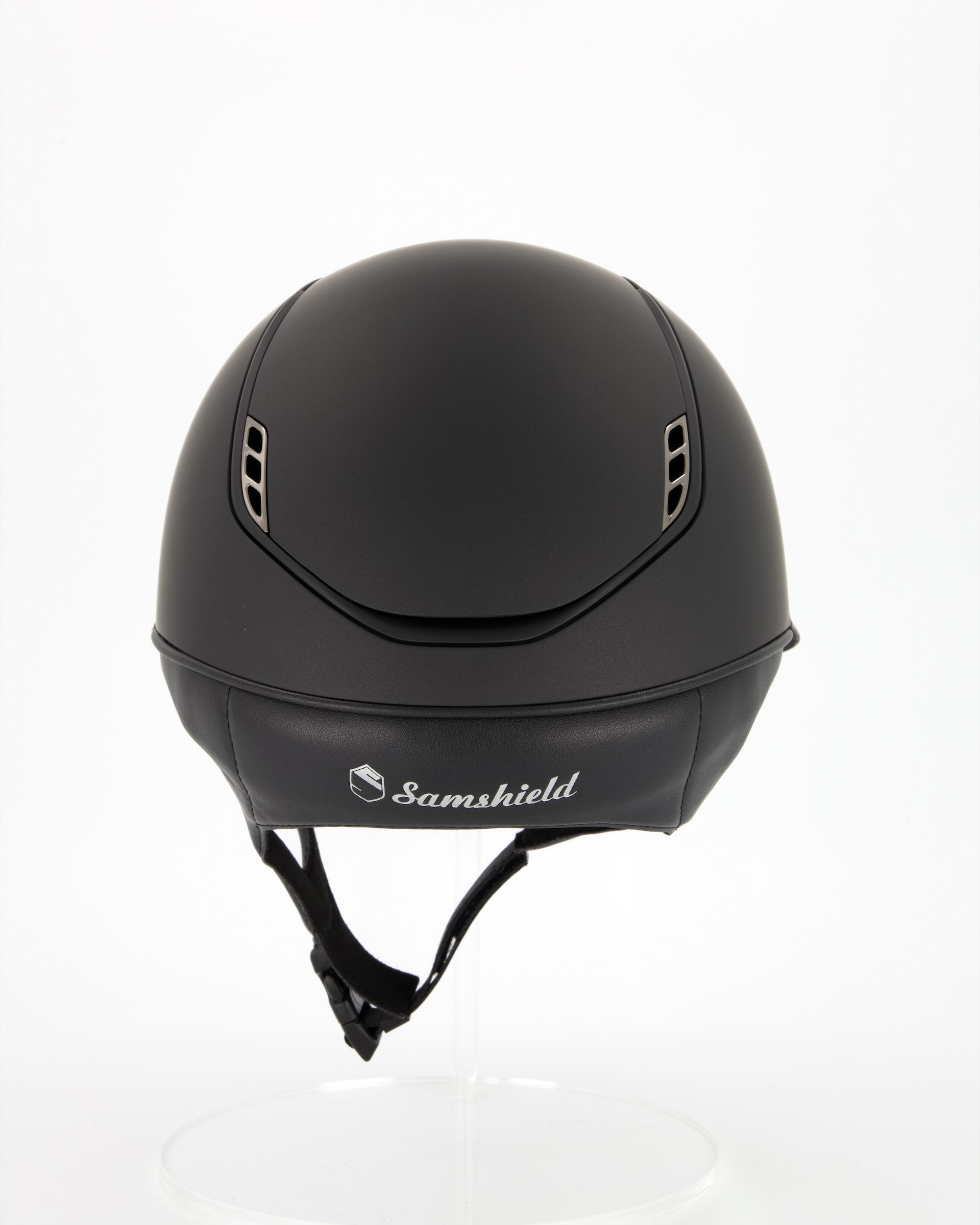 Riding helmet 2.0 Miss Shield Shadowmatt, Top and Fontal Band Shadowmatt Black, Trim Matt Black, Blason Crystal Fabric Black