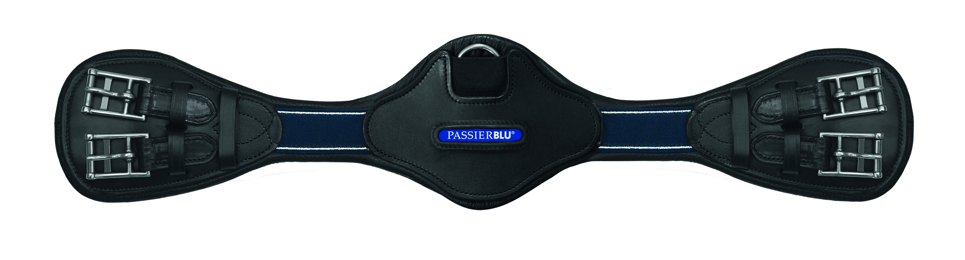 Leather saddle girth Passierblu Wave with elbow cut-out