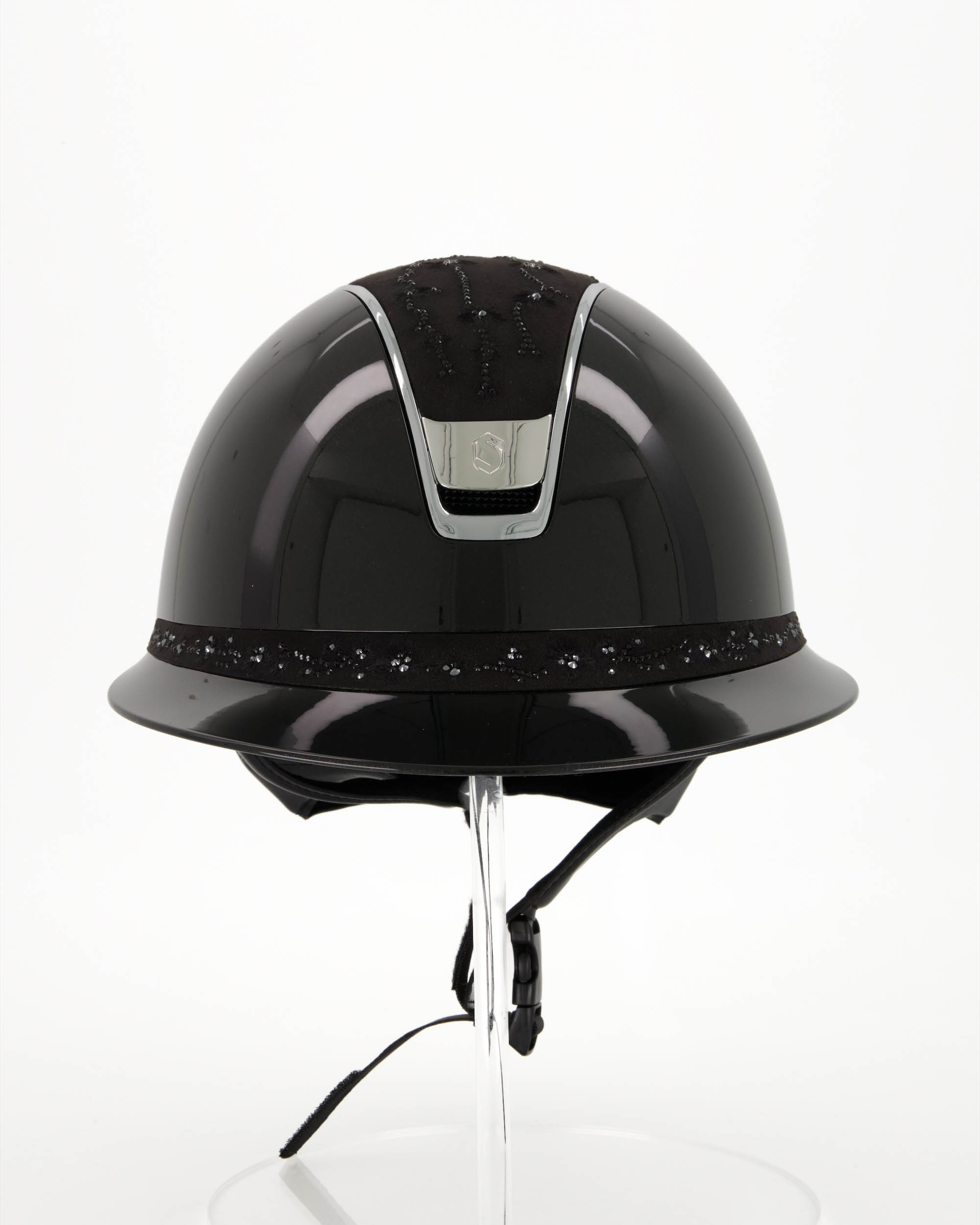 Reithelm 2.0 Miss Shield Shadowglossy black, Top u. Frontal Band Cherry Blossom, Trim und Blason Chrome Silver