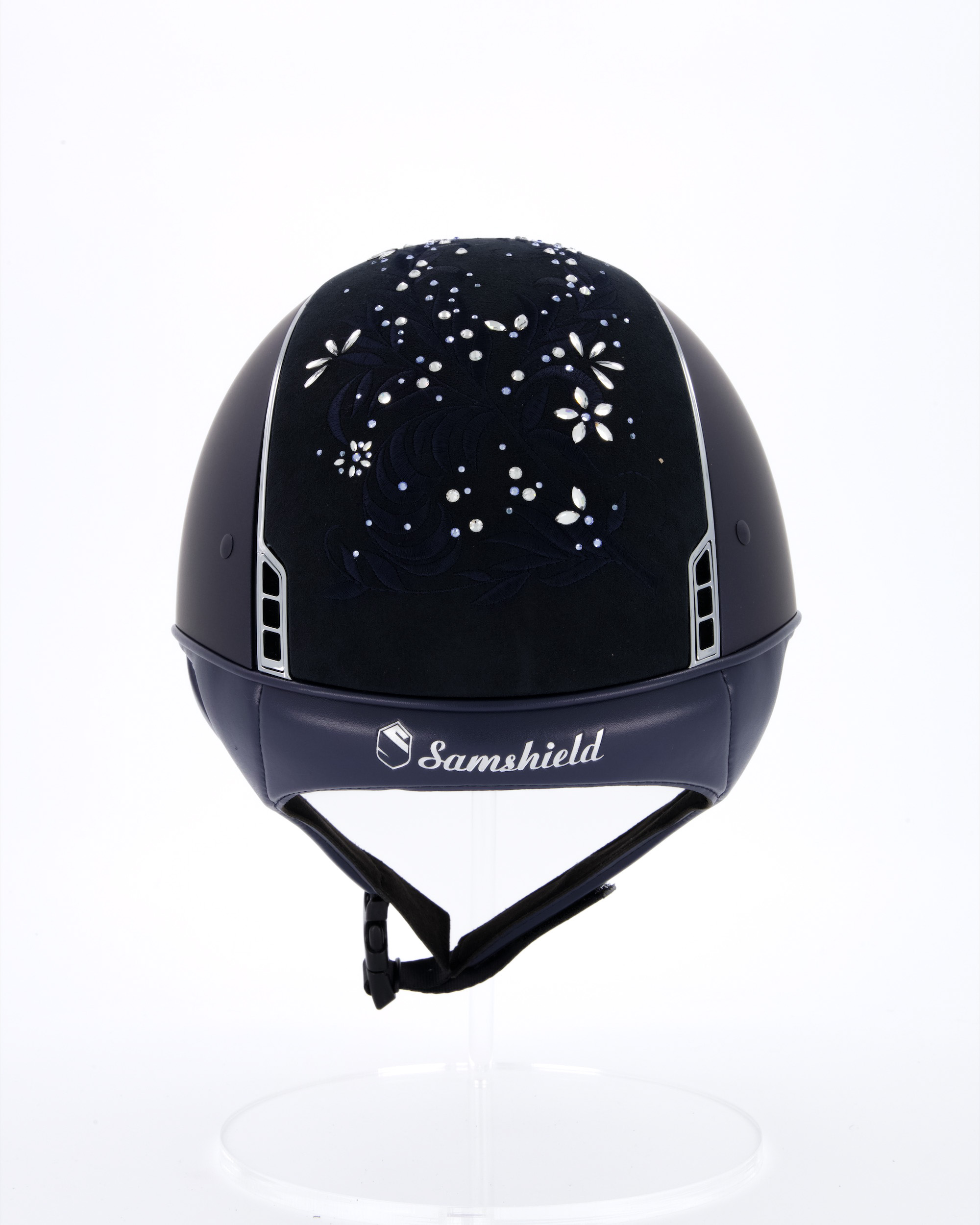 Reithelm Shadowmatt Blue, Top Flower Swarovski Jewerly Majestic Blue, Trim Chrome Silver, Blason Chrome Silver