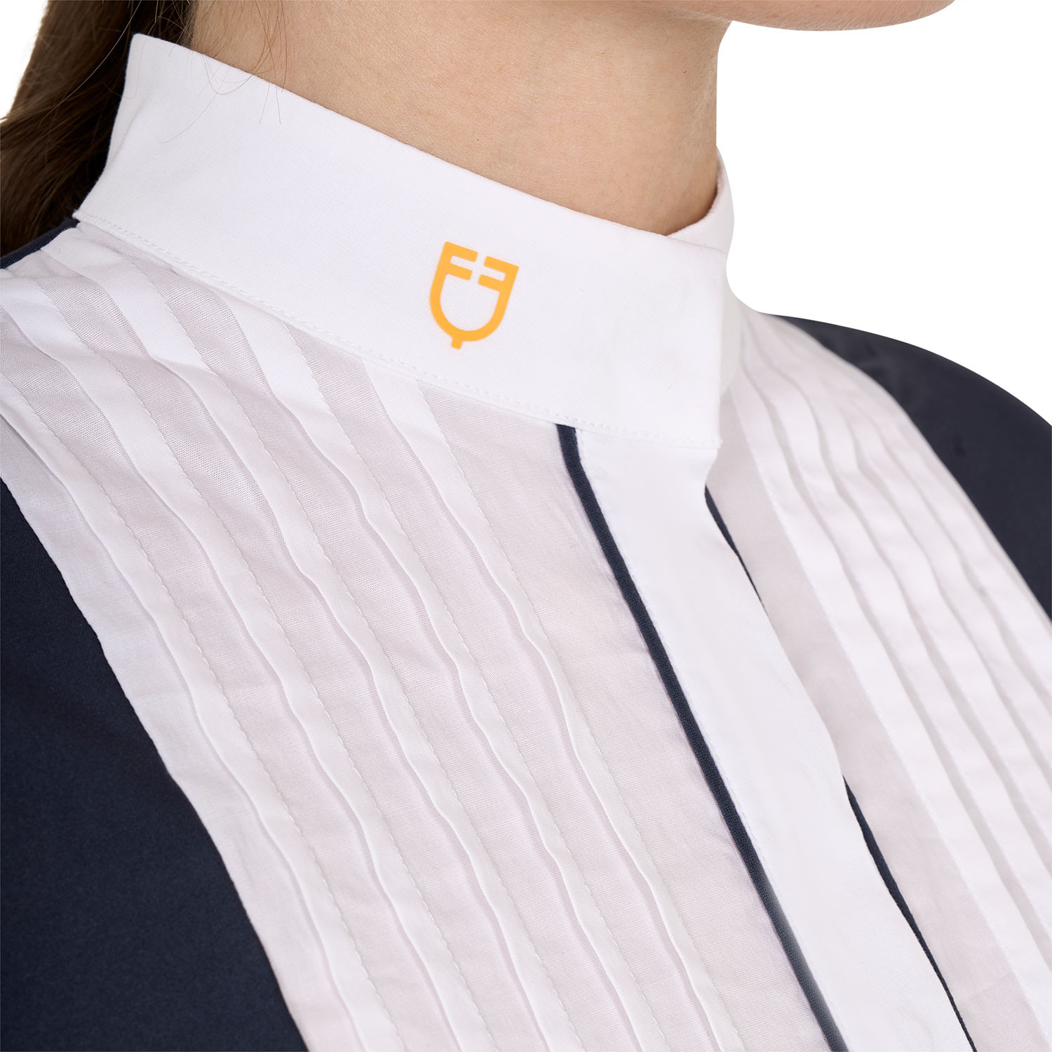 Tailliertes Damen-Poloshirt aus plissierter Baumwolle