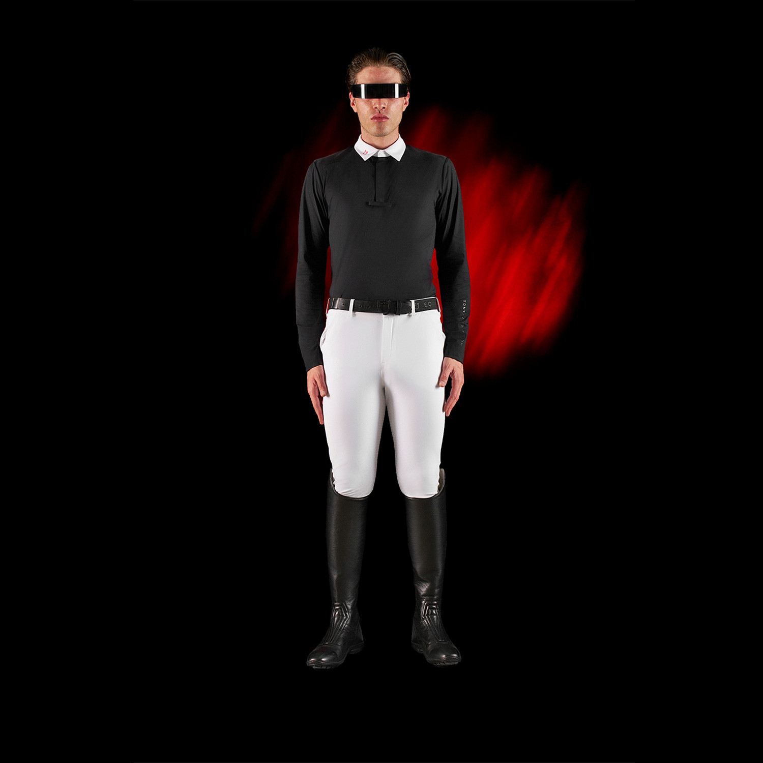 Ridertechnology Herren-Turnierpolo Langarm mit Knöpfen