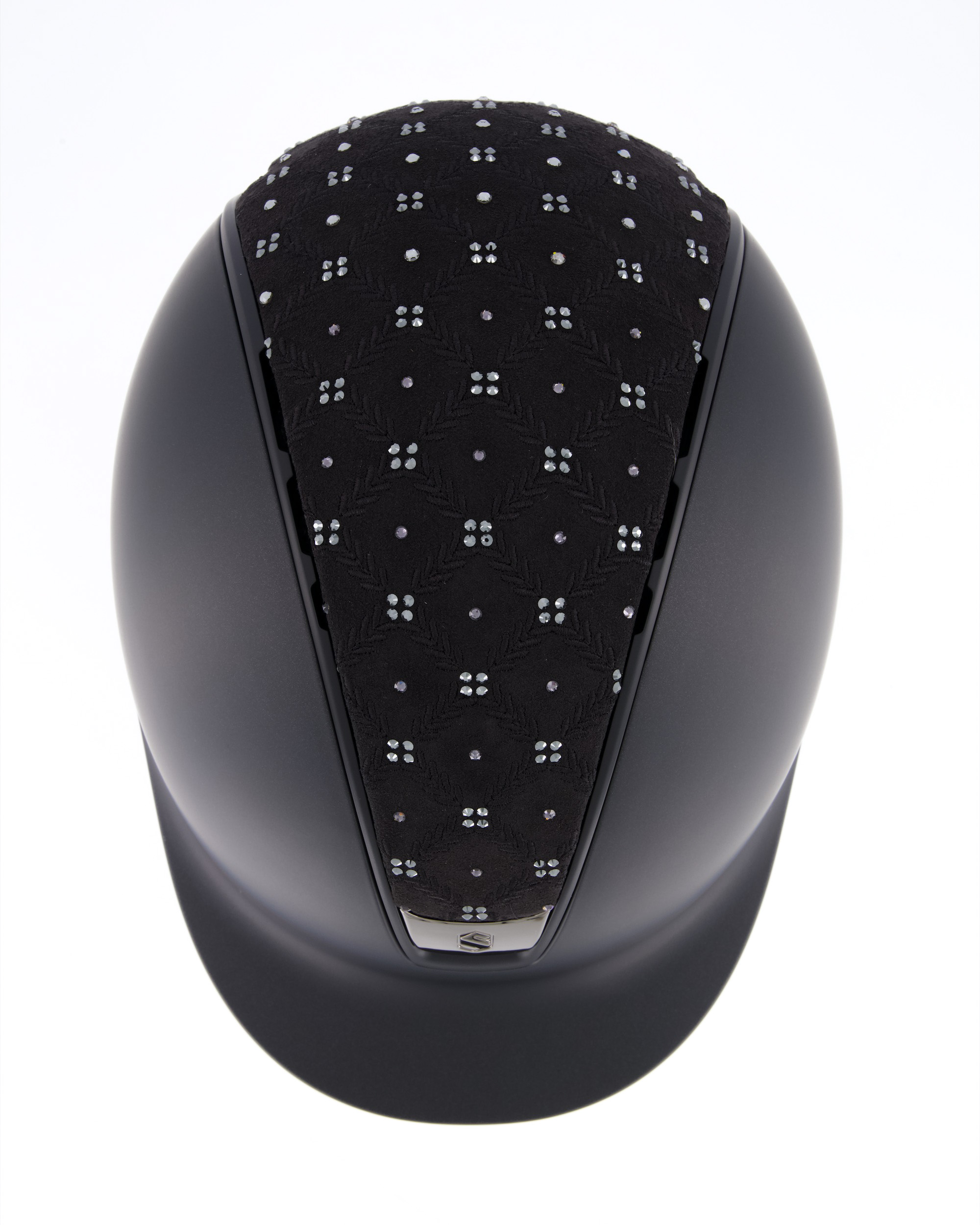 Reithelm 2.0 Shadowmatt, Top Royal Flower Swarovski, Trim Matt Black, Blason Chrome Black in schwarz