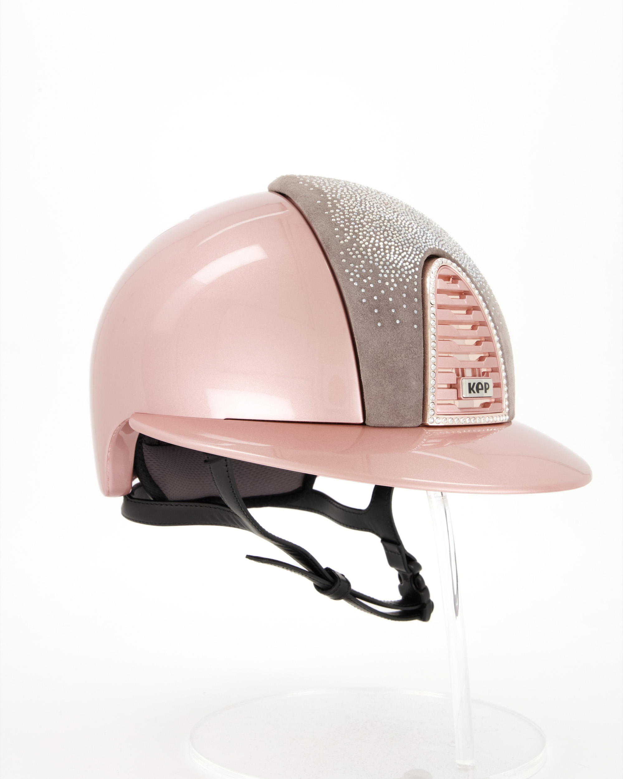 Riding helmet Cromo 2.0 Diamond Polo Suede Grey in pink