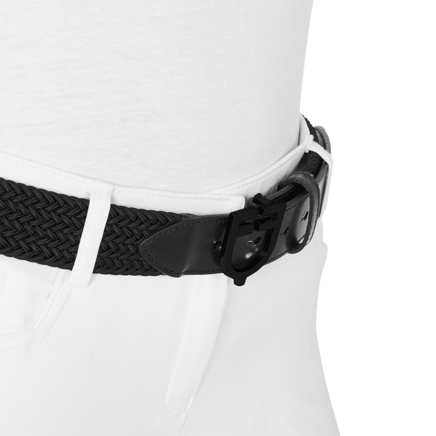 Elastischer Gürtel mit schwarzer Logo-Schnalle