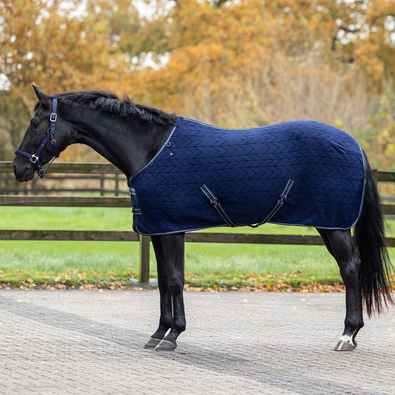 Fleecedecke Embossed mit abnehmbarem Halsteil in navy