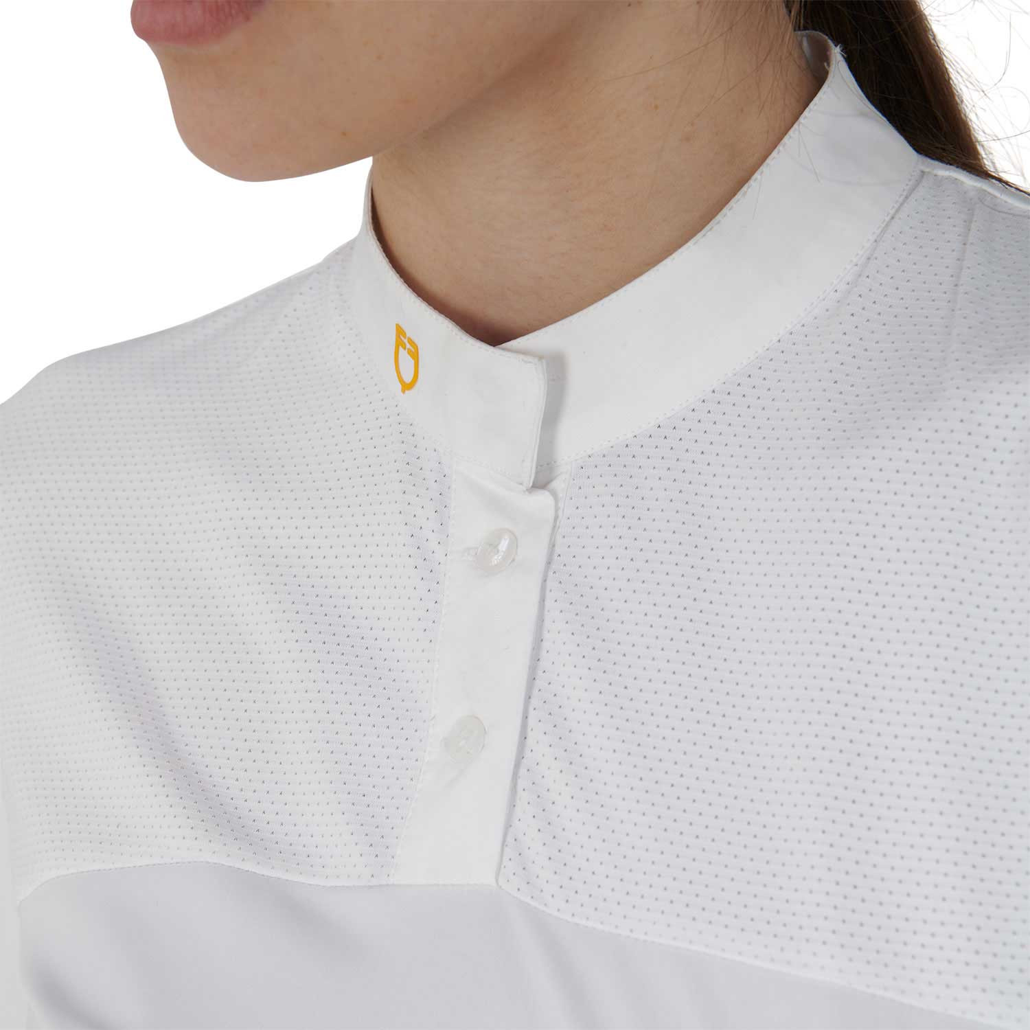 Schmal geschnittenes Damen-Poloshirt aus Funktionsmaterial und Mesh