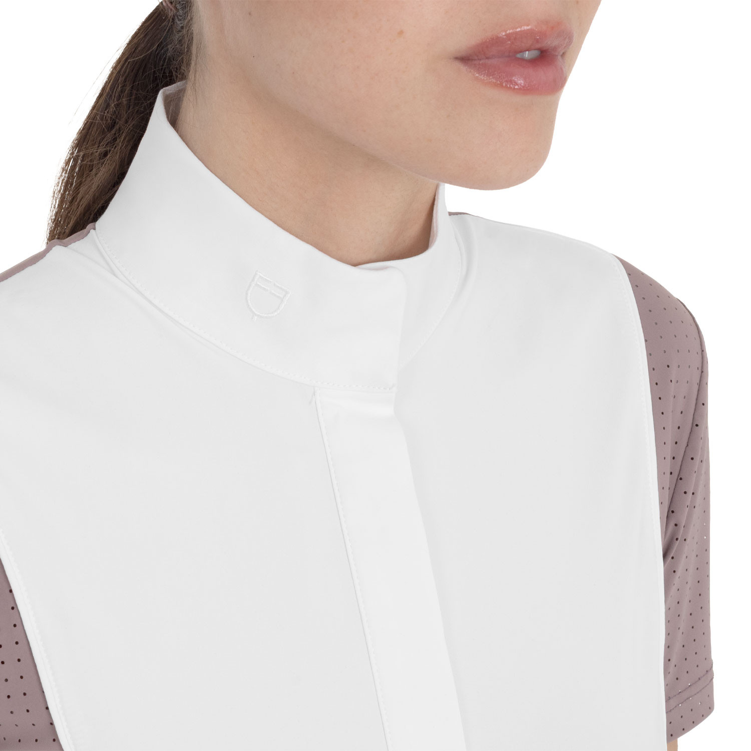 Women's short-sleeved competition polo with mesh inserts