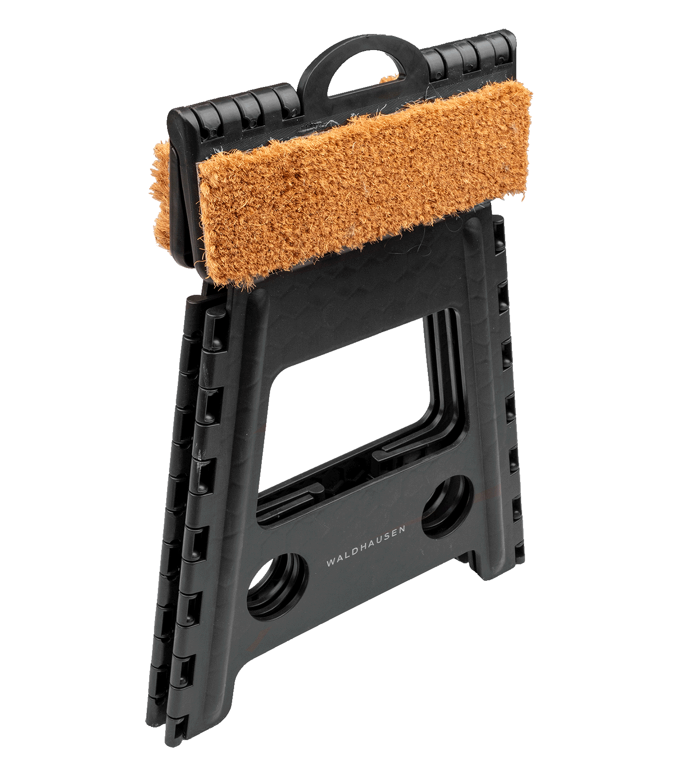 Foldable stoolwith coconut mat, 38×32×40 cm, black